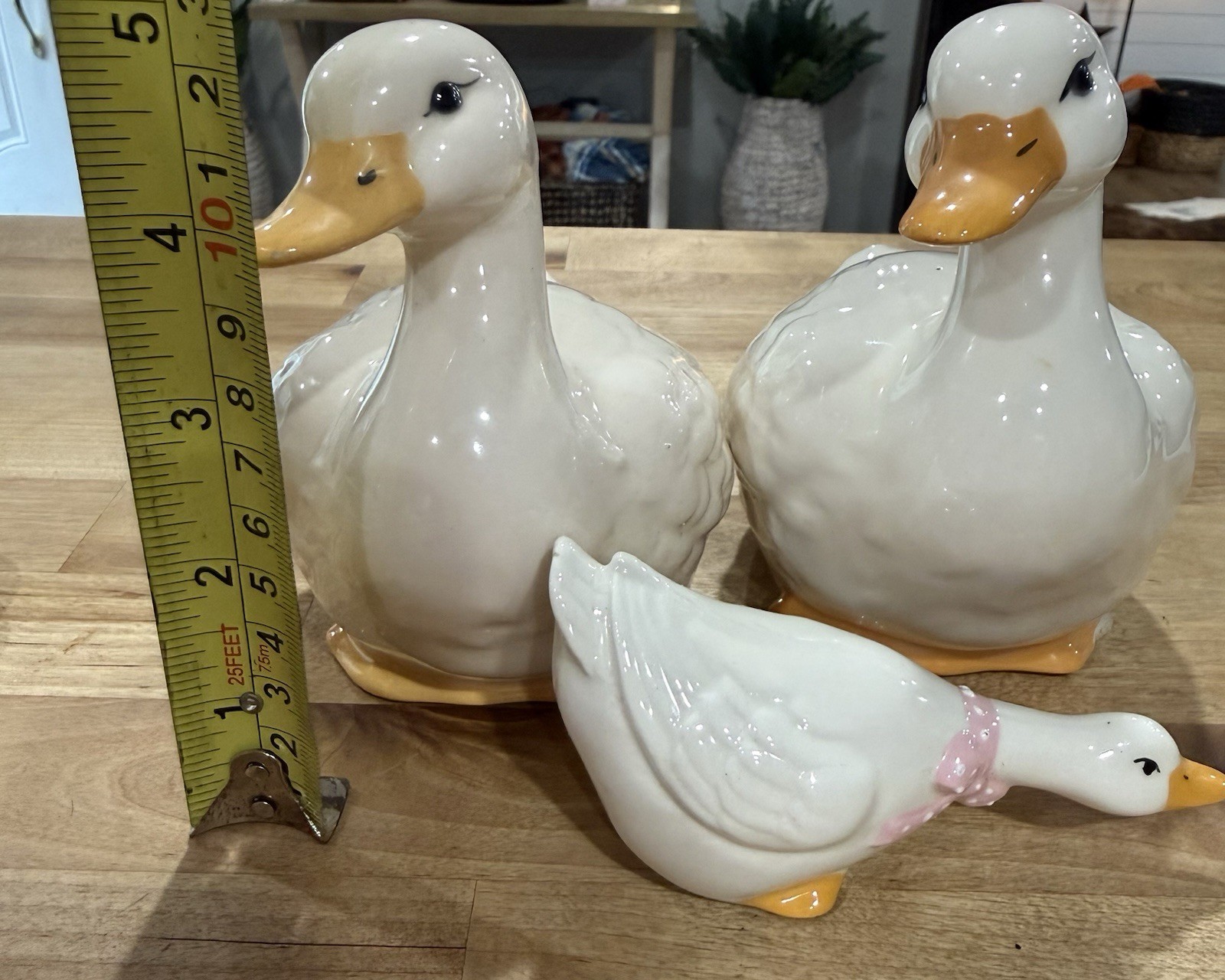 Vtg Cottagecore Duck Family Figurines Set of 3 White Ceramic Geese*EUC*