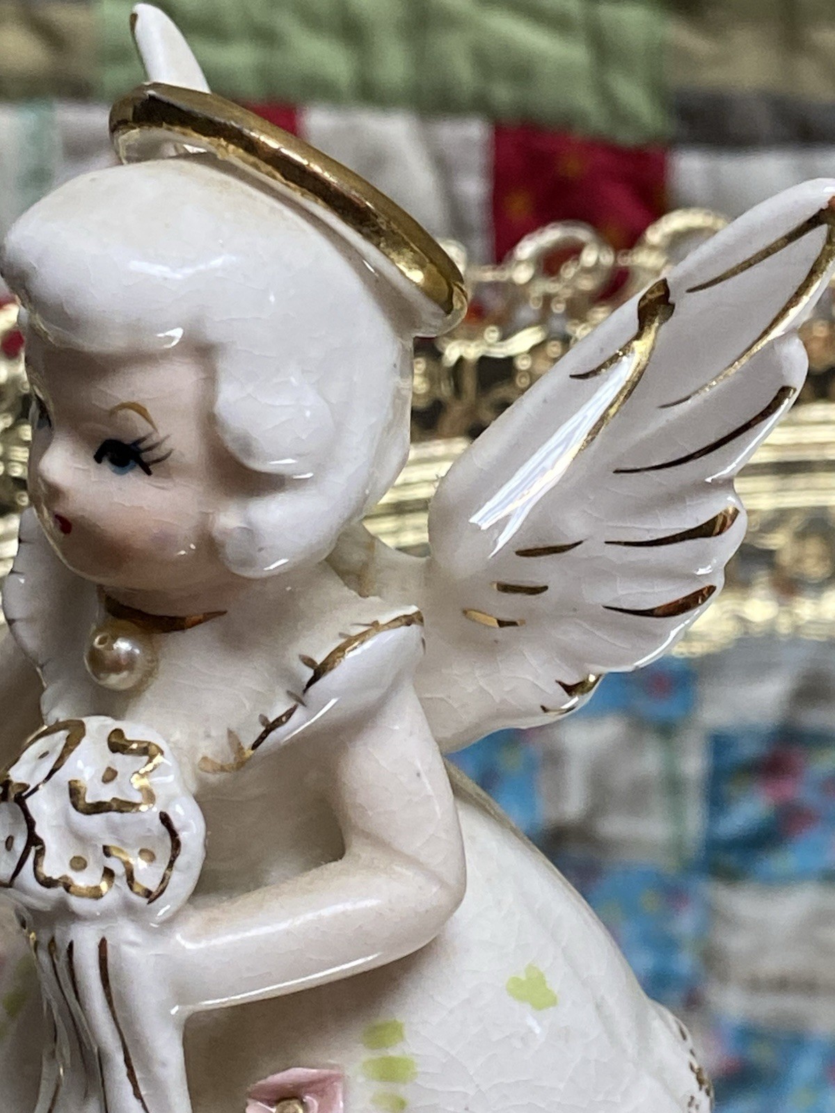 Vintage SR Japan June Birthday Girl Angel Pearl Health Figurine