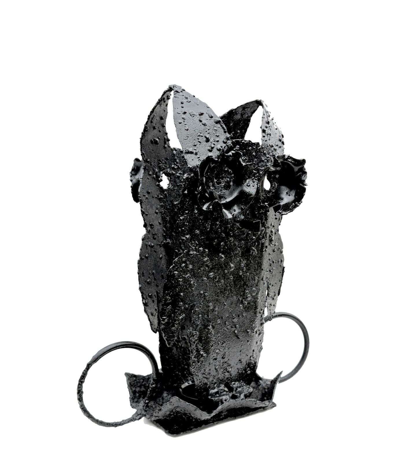 MCM Wrought Iron OWL Candle Holder SCULPTURE Brutalist HARRY WASSERMAN Signed