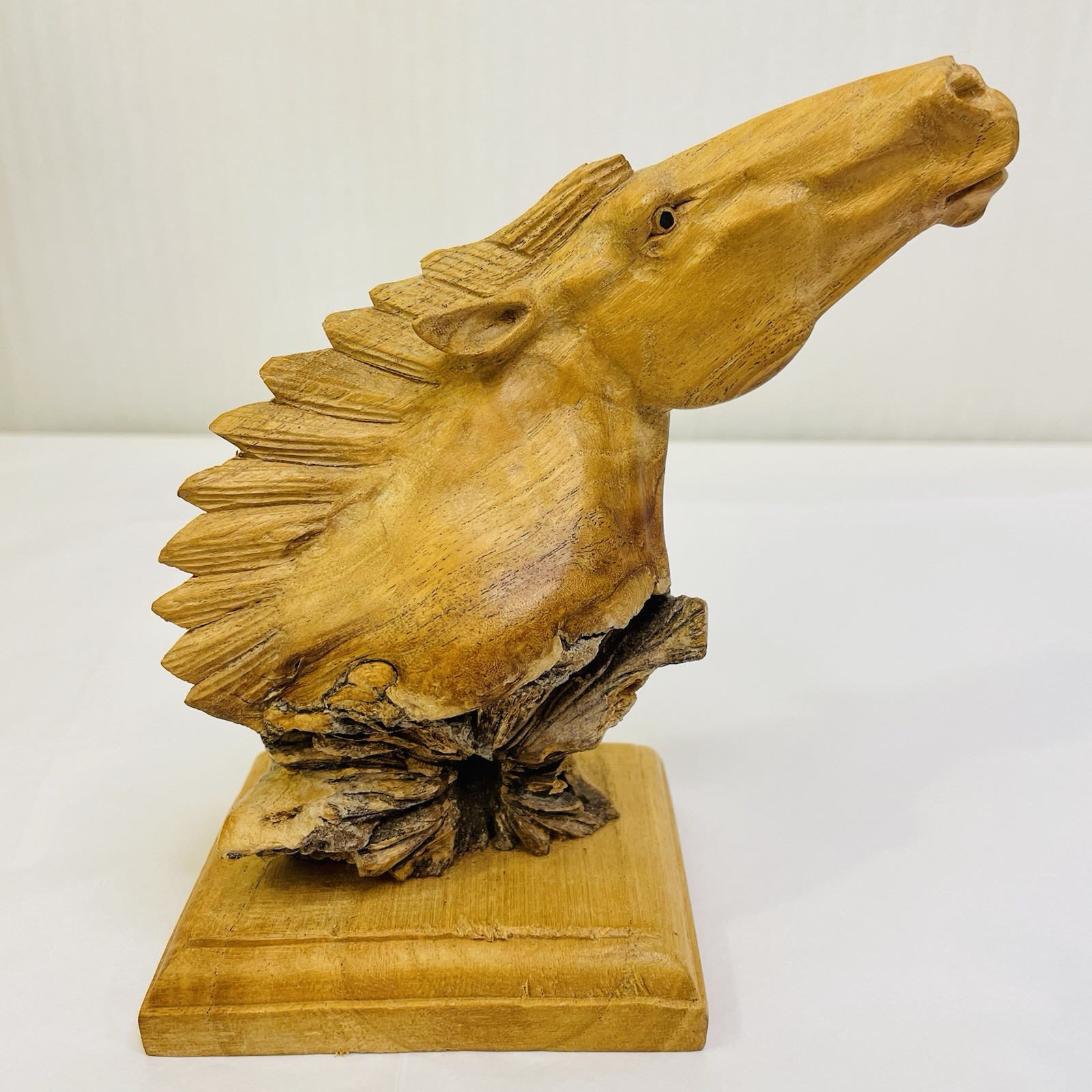 Hand Carved Wooden Horse Head Sculpture 5.75″ Tall Equestrian Collectible