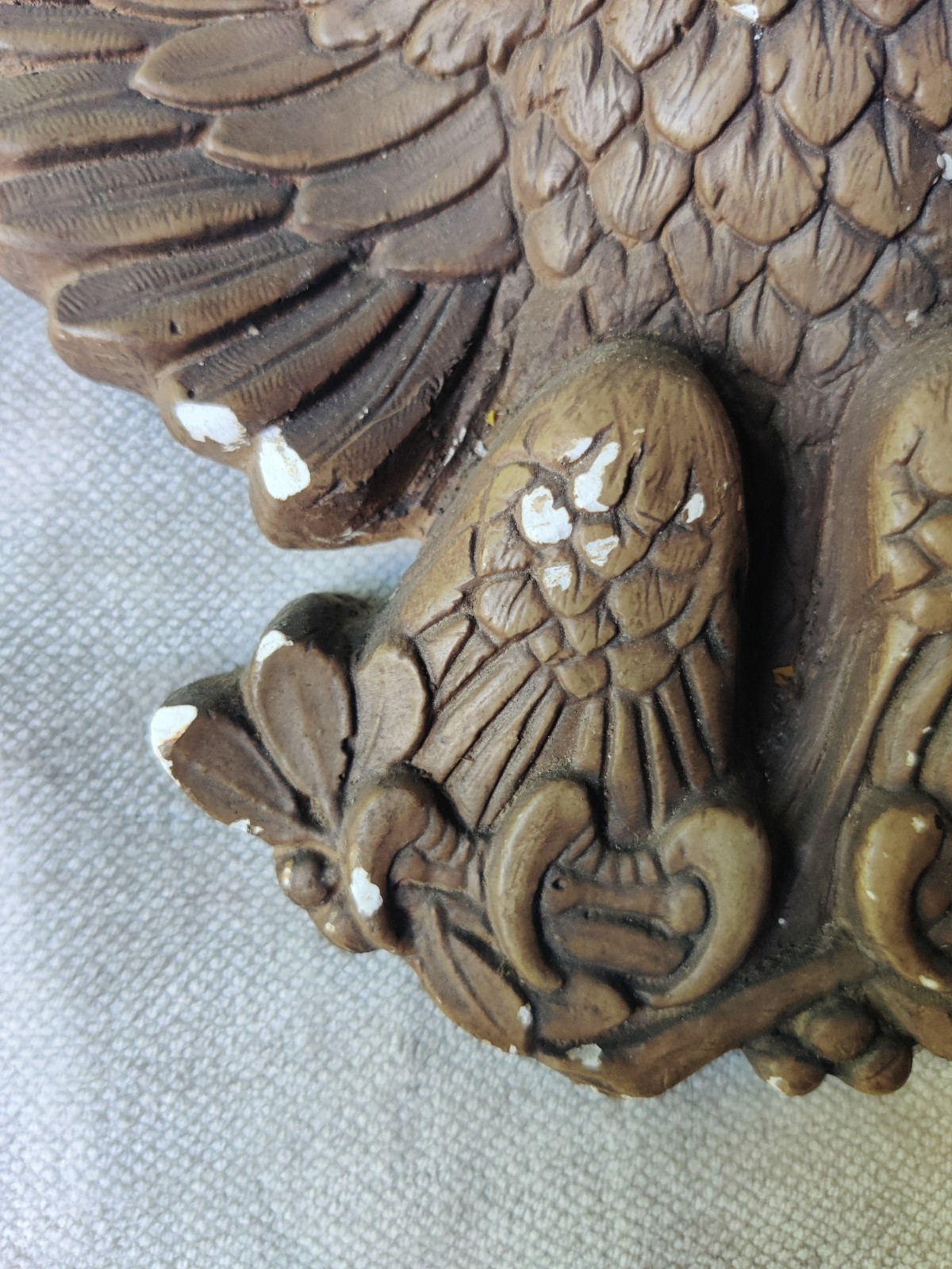 VTG Chalkware Eagle 12.5″ Patriotic USA Military Wall Hanging E Pluribus Unum