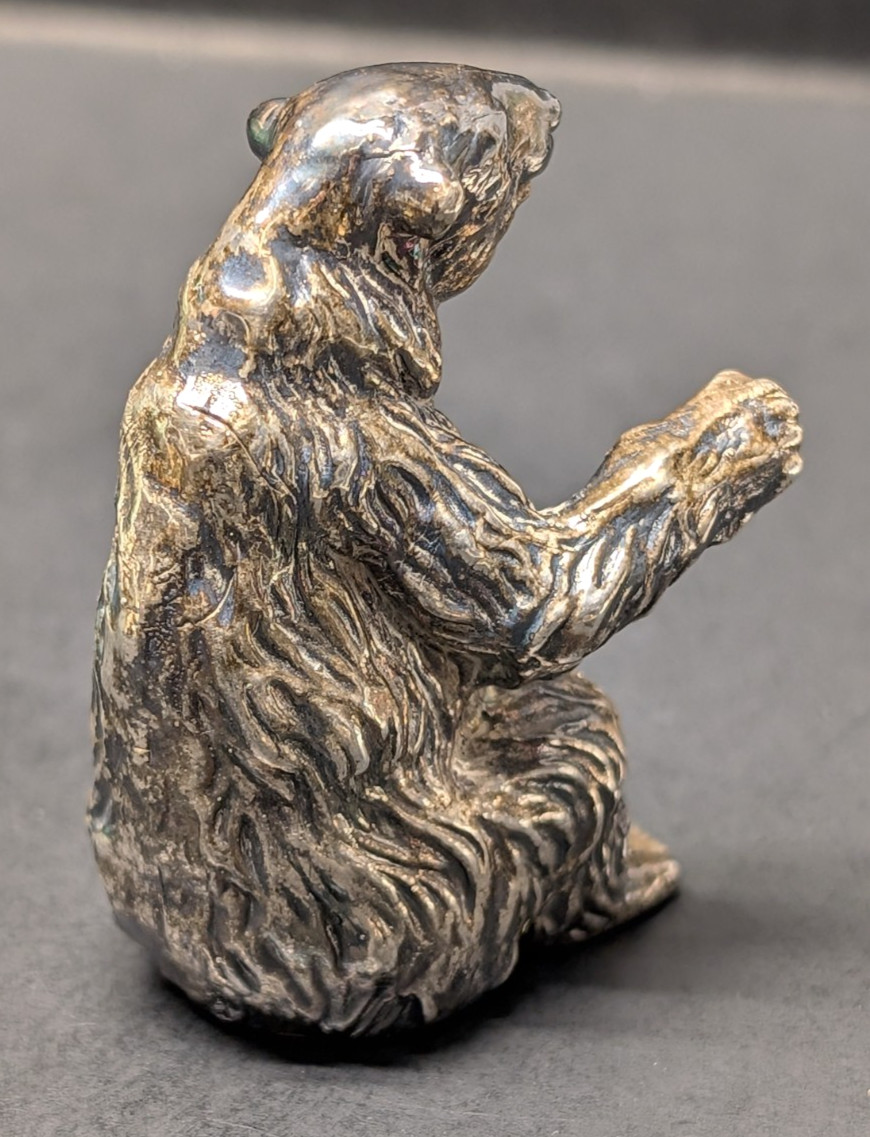 Vintage 2″ Sitting Bear Figurine Sterling Silver 925 Made Israel Collectible 25g
