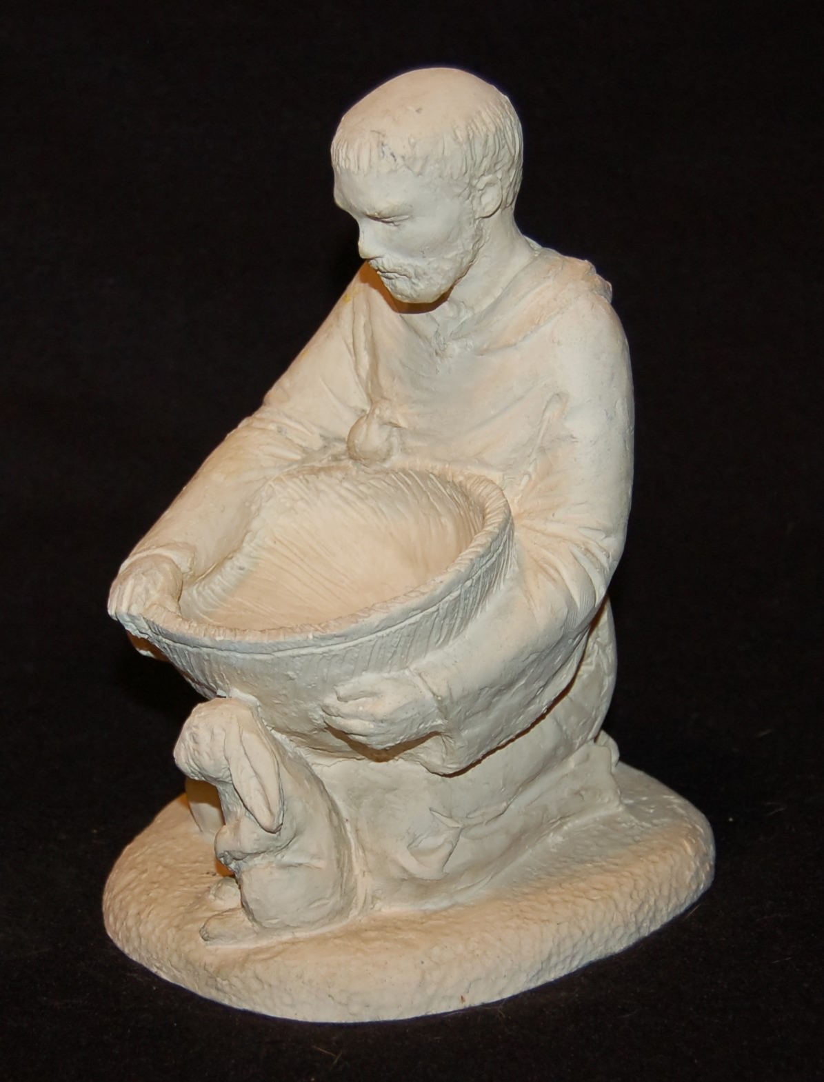 VINTAGE Pottery St. Francis Bird Feeder Made in USA GREAT HOME GARDEN DECOR!