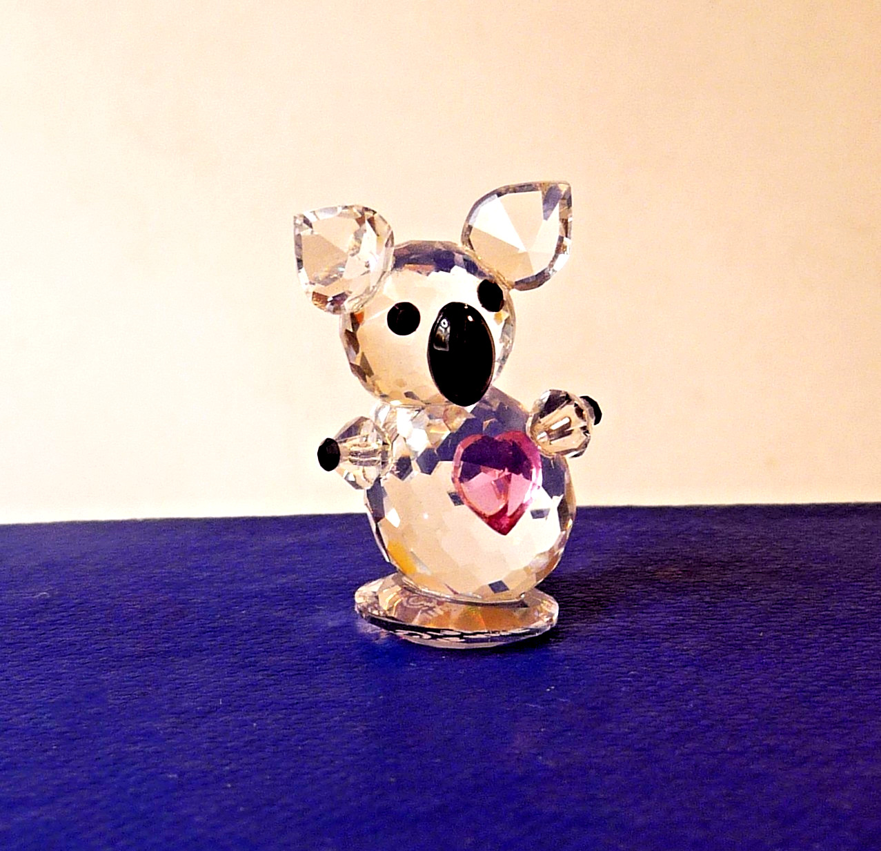Vintage Iris Arc Crystal Miniature Koala Bear With Pink Heart Signed, Orig Box