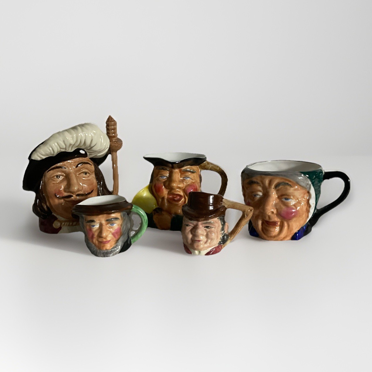 Royal Doulton And Thorley Bone China Character Mugs Lot Of 5 Small Medium