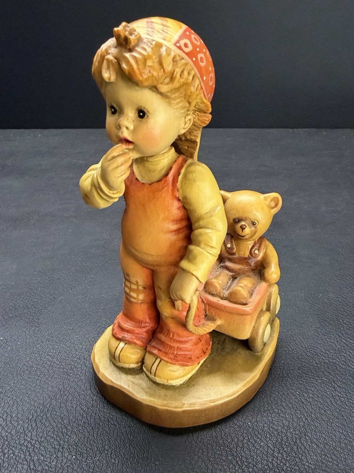 ANRI Sarah Kay 6 3/4″ Finding Our Way Boy with Bear in Wagon 626/2000
