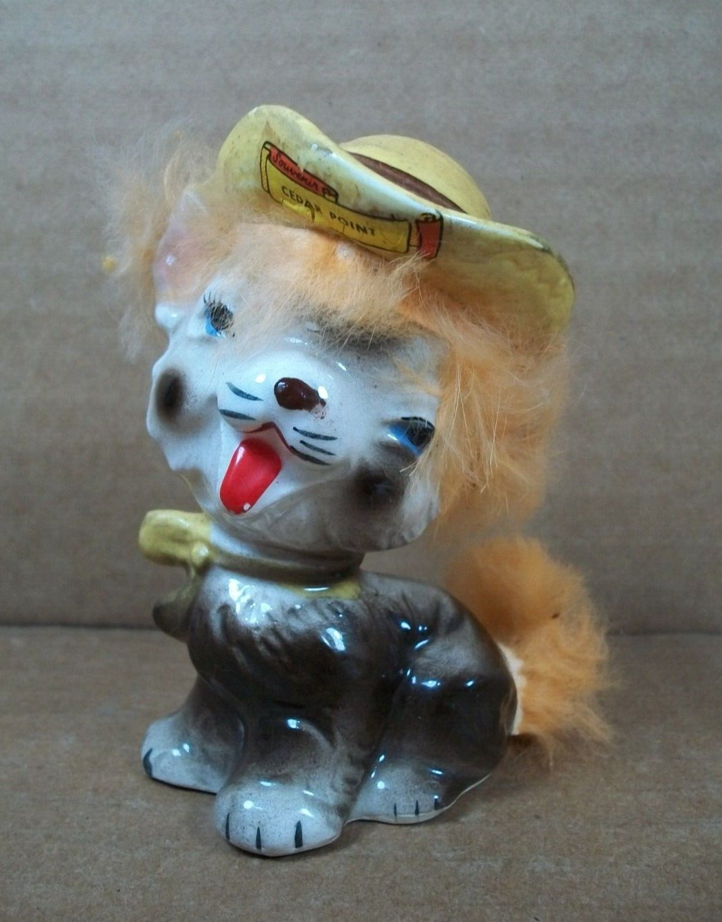 Vintage Hand-Painted ART MARK Dog Figurine ~ CEDAR POINT Souvenir ~ Japan