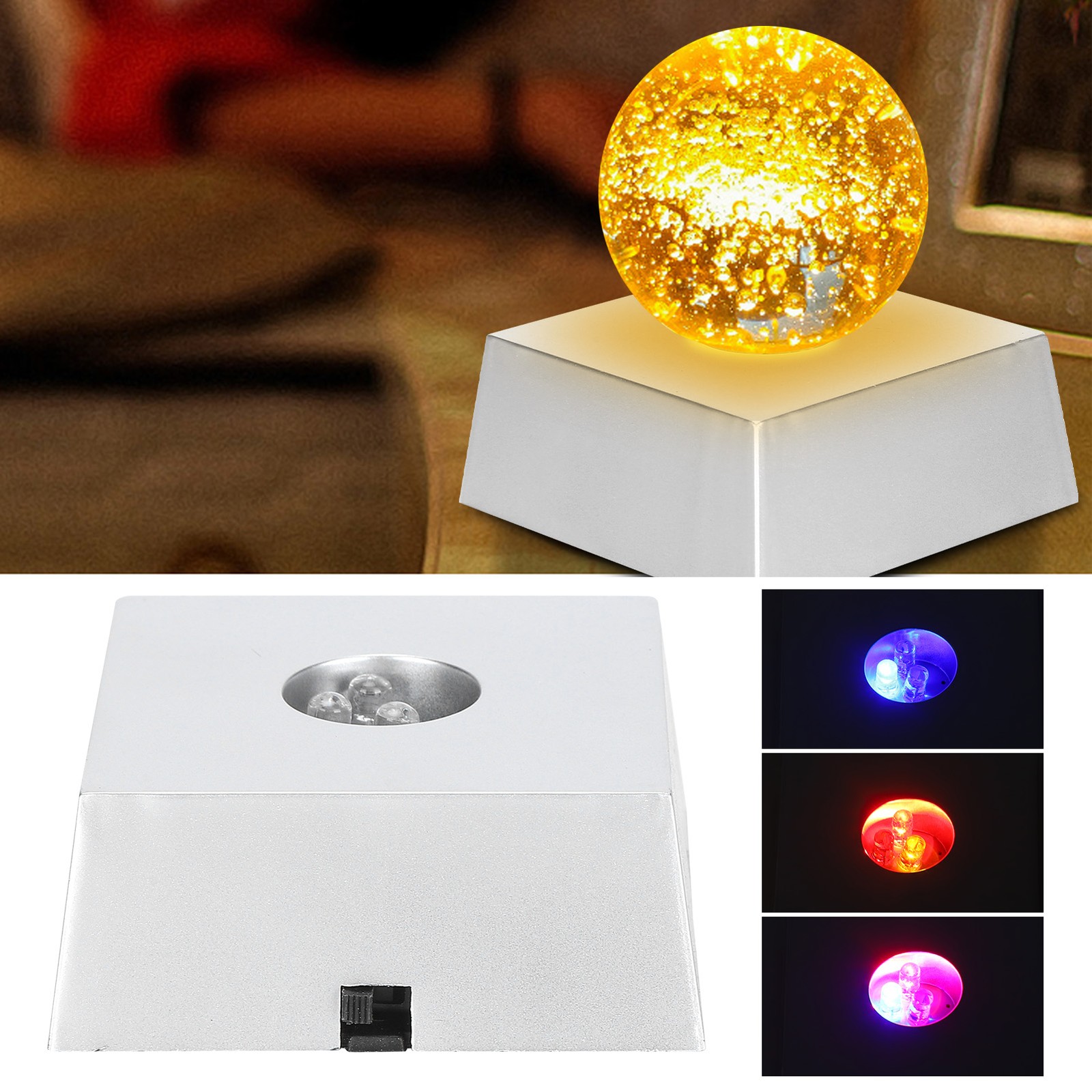 1 Small Trapezoidal LED Light Base Colorful Display Stand For Crystals