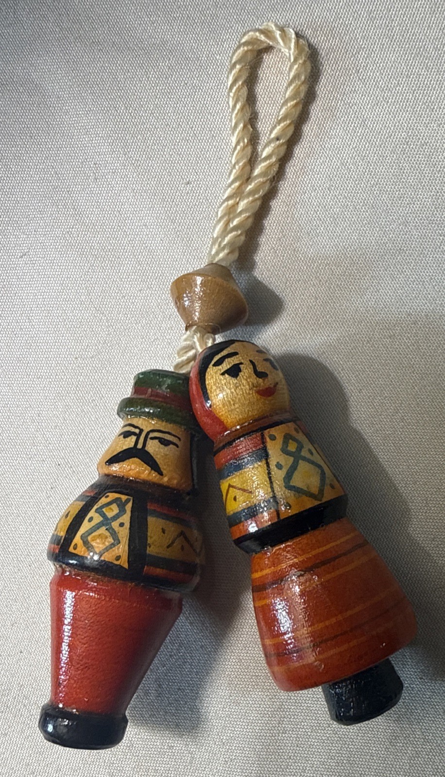 miniature wooden figures vintage Hutsul souvenir dolls Ukraine, lSoviet era 70s