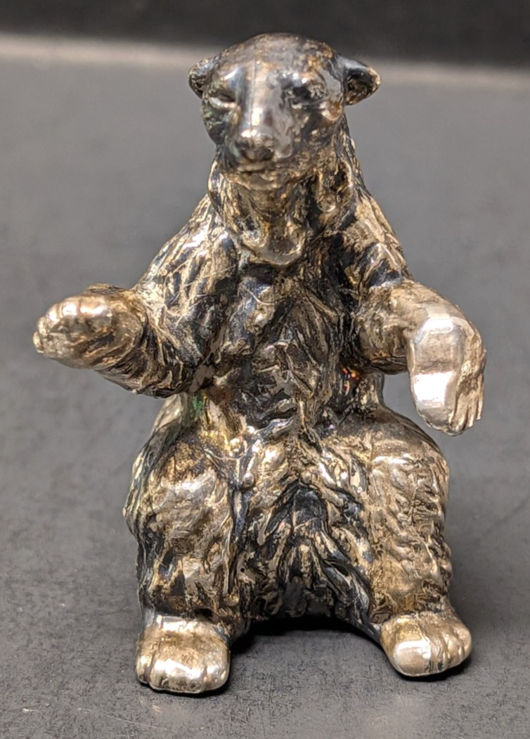 Vintage 2″ Sitting Bear Figurine Sterling Silver 925 Made Israel Collectible 25g