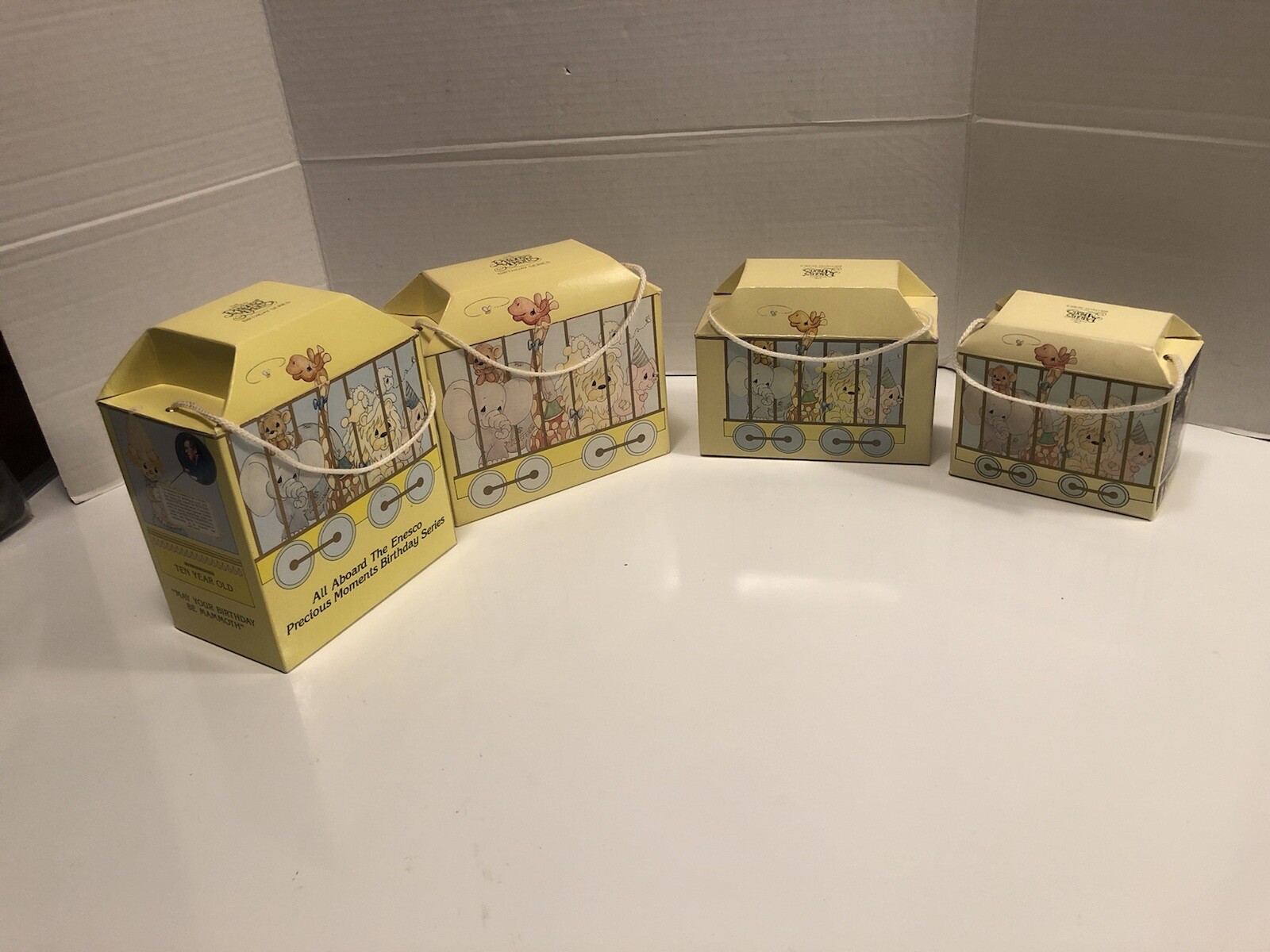 Precious Moments LOT Ages 3,6,8,10 birthday Train Animal Figures in Original Box