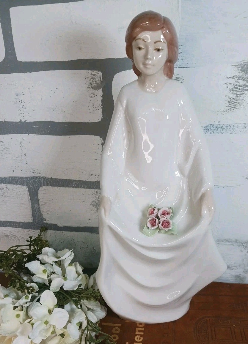 Diana Figure Girl w Flowers Figurine Back Stamp Elegant Decor Wedding Gift