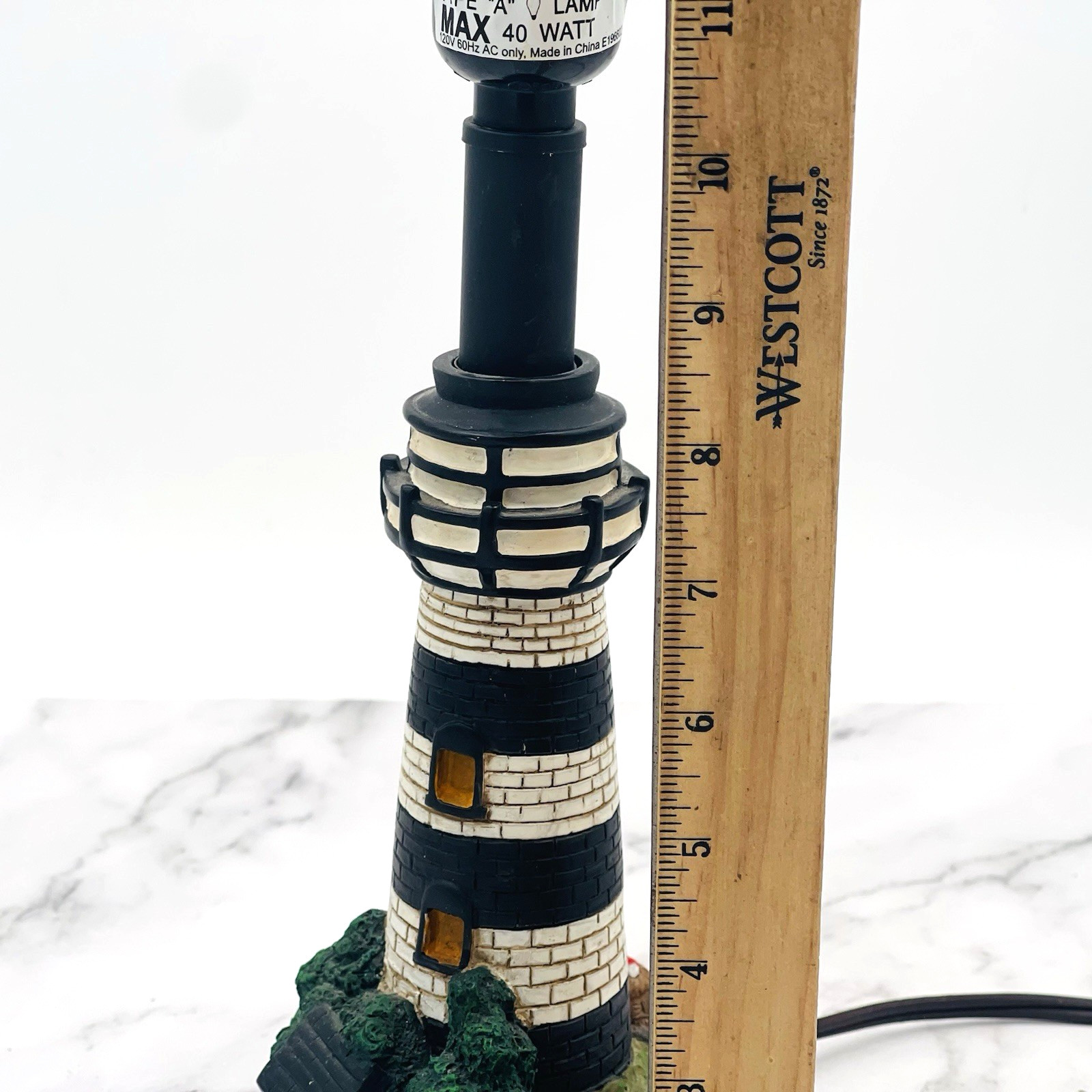 3 Resin Lighthouse Figurines Florida Virginia and Table Lamp Lot of 4