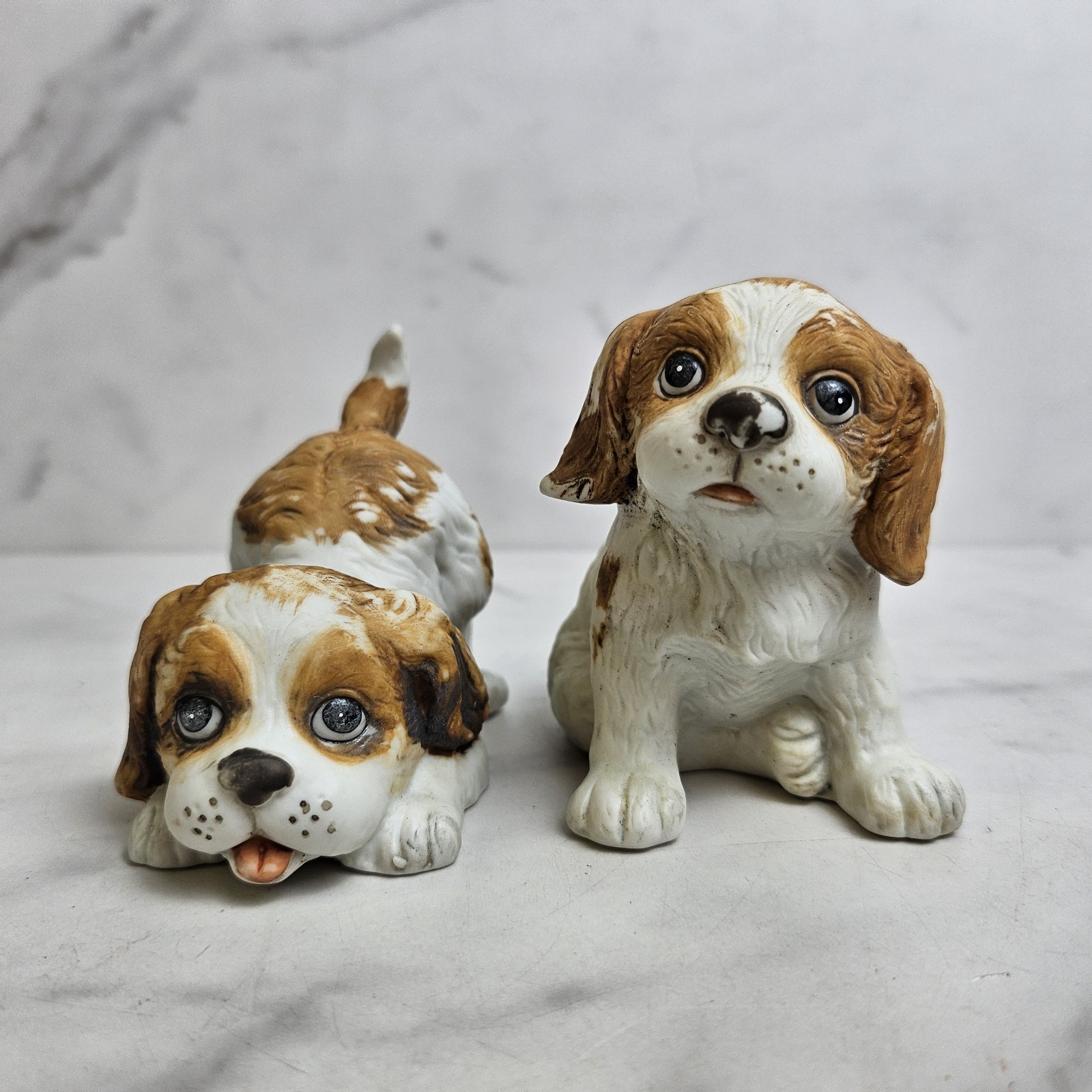 Vintage Homco Home Interior Cocker Spaniel Puppy Ceramic Figure Lot Of 2