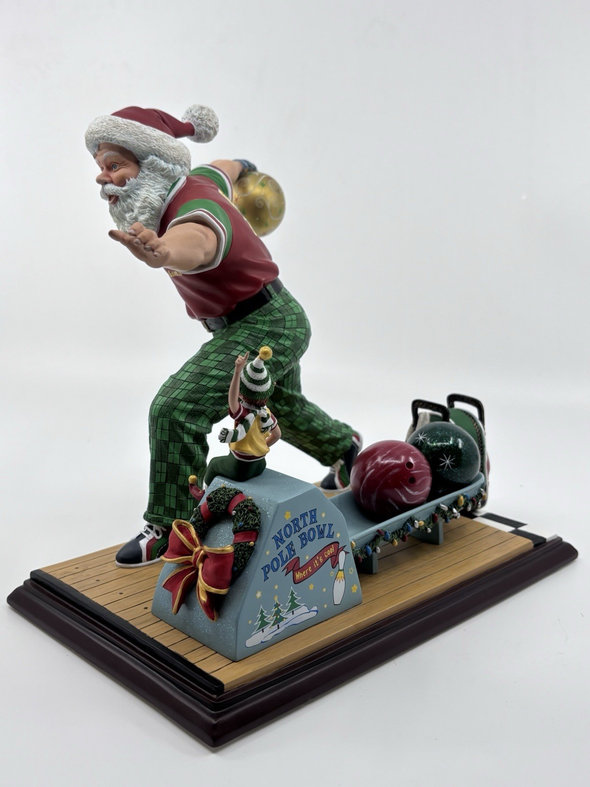RARE Danbury Mint Bowling Santa Christmas Figurine