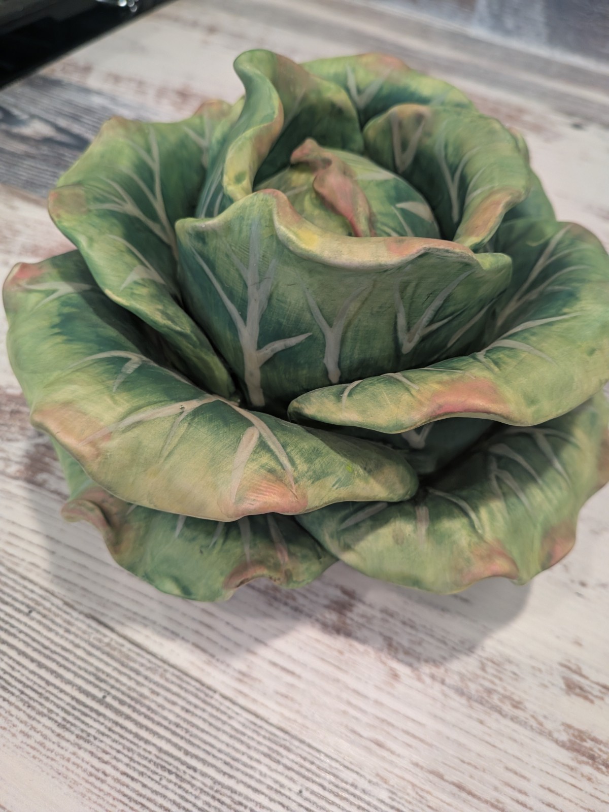Rare Bordallo Pinheiro Cabbage Sculpture Portugal Whimsical Decor Earthenware