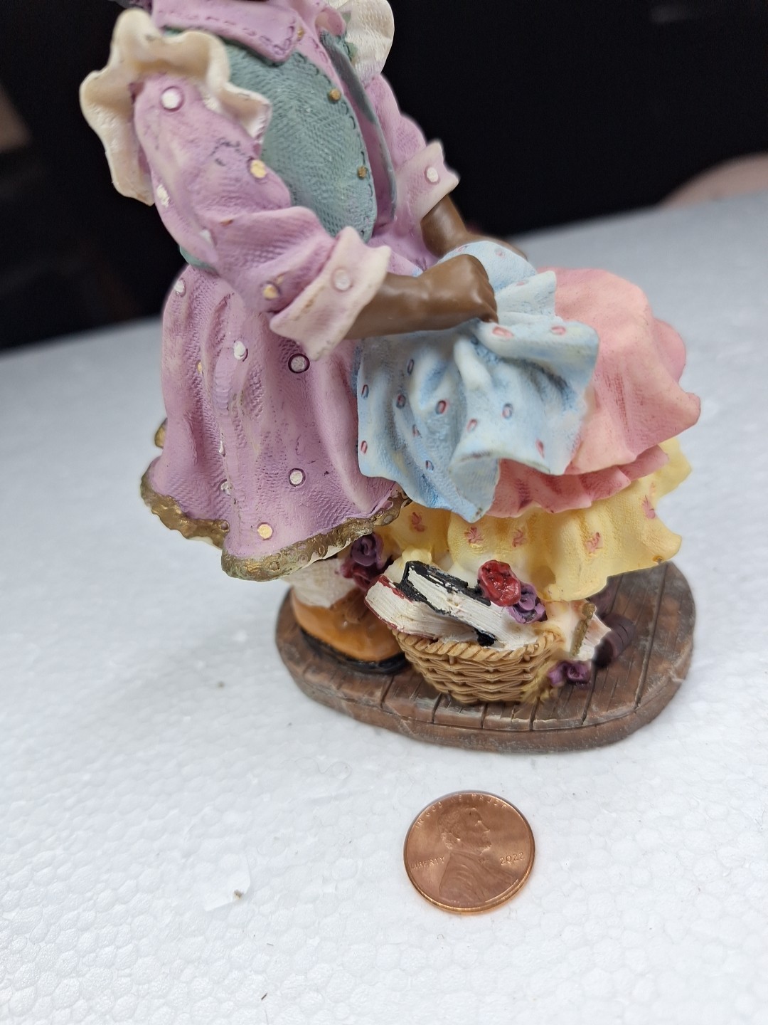 African American Girl 6 In Tall Figurine In Purple Dress W Pink Ribbon DV167