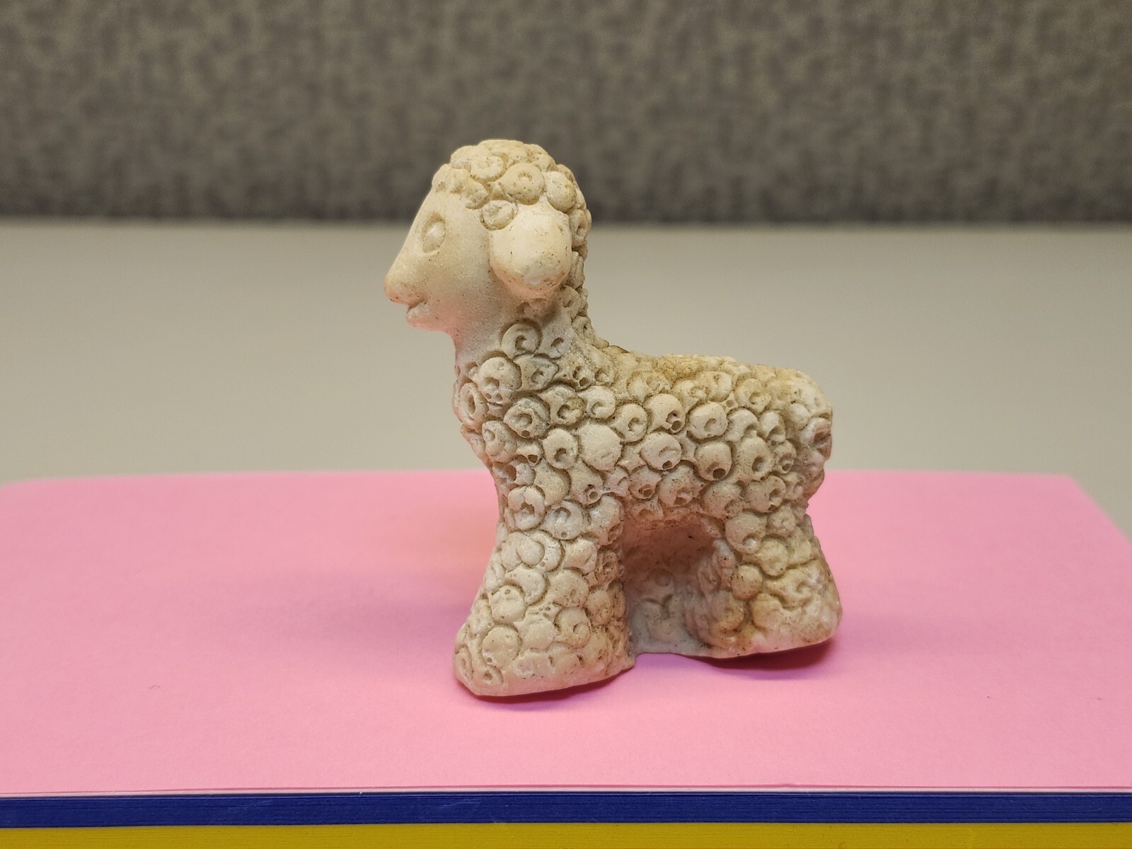 Vintage Minature Carved White Lamb Stone? Resin?