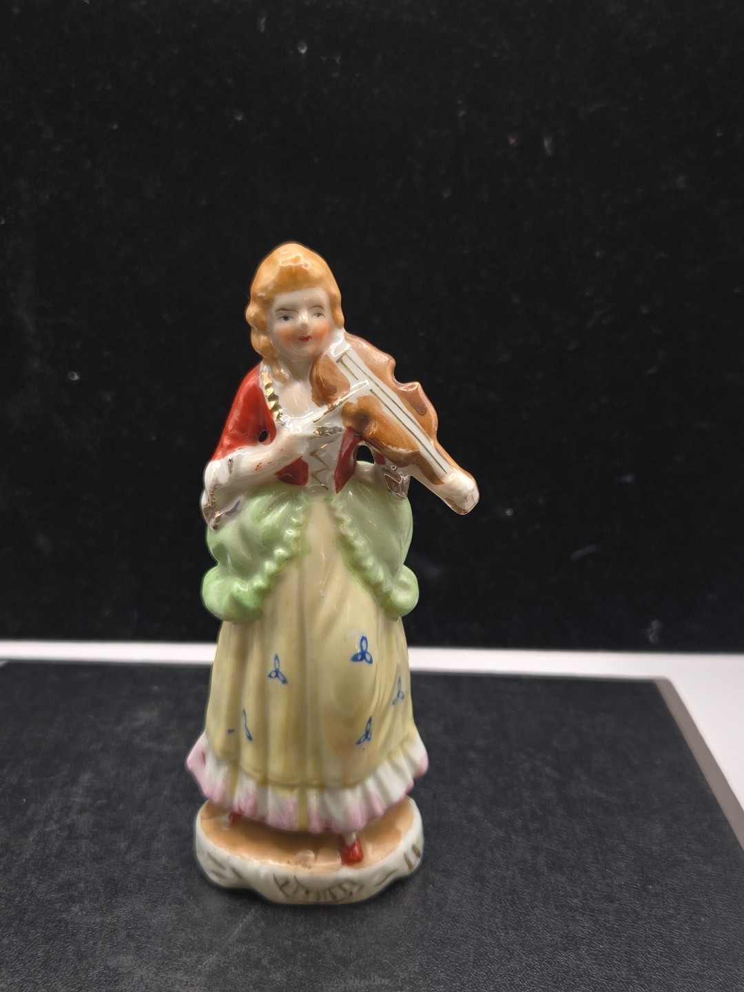 Made In Japan Victorian Lady Figurine Playing The Violin 5.75″ H, 2″ L, 1.5″ W