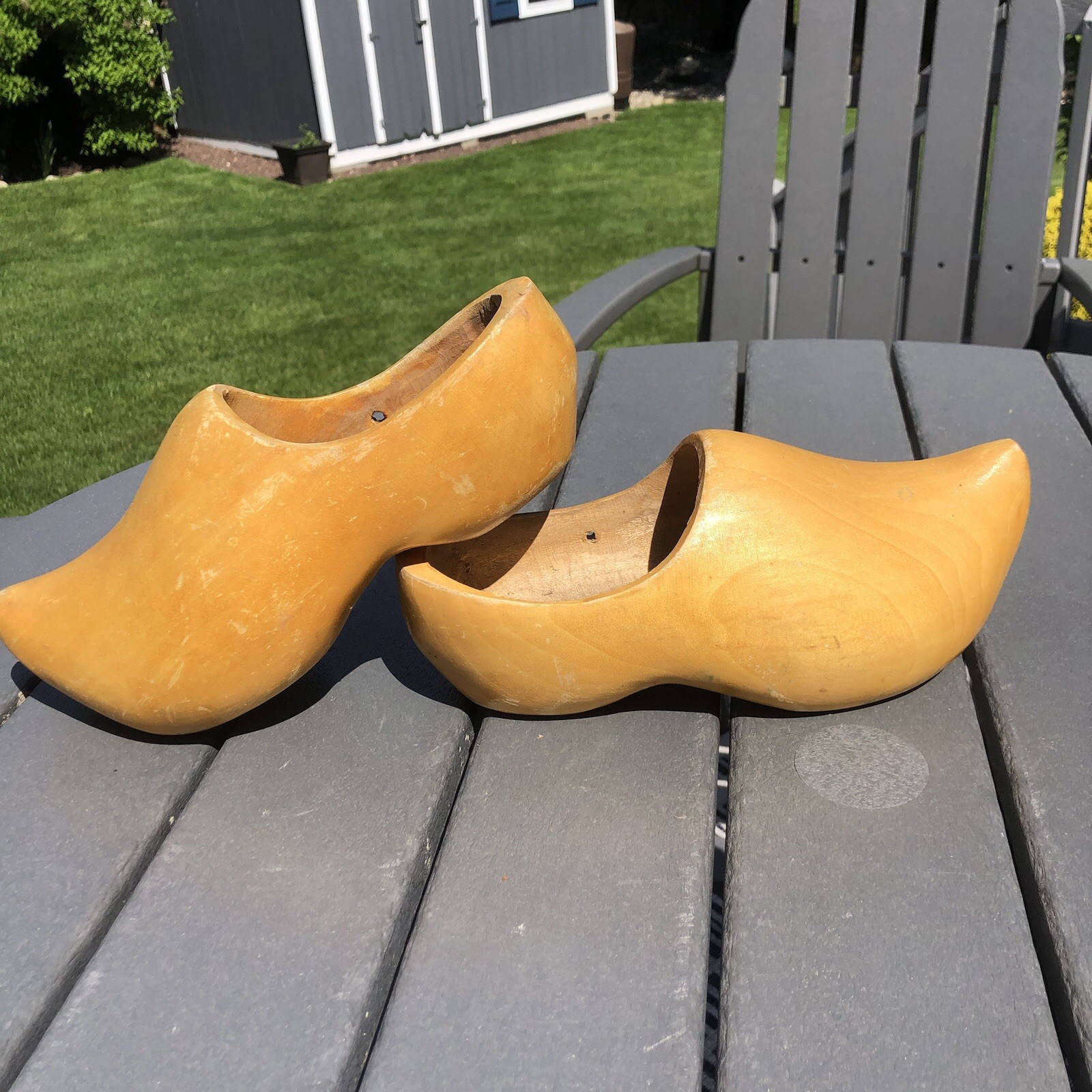 vintage dutch wooden shoes clogs Hand Carved