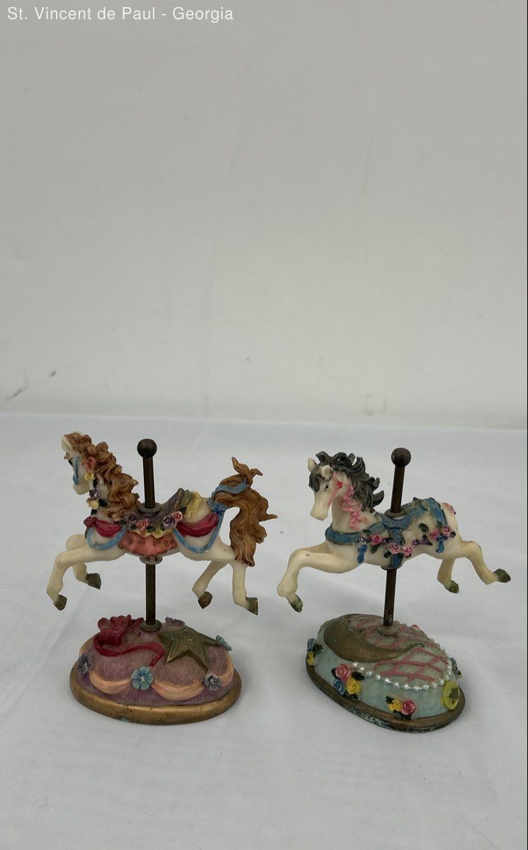 Lot of 2 Vintage County Fair Collection Yesterday Horse Heritage House Carousel