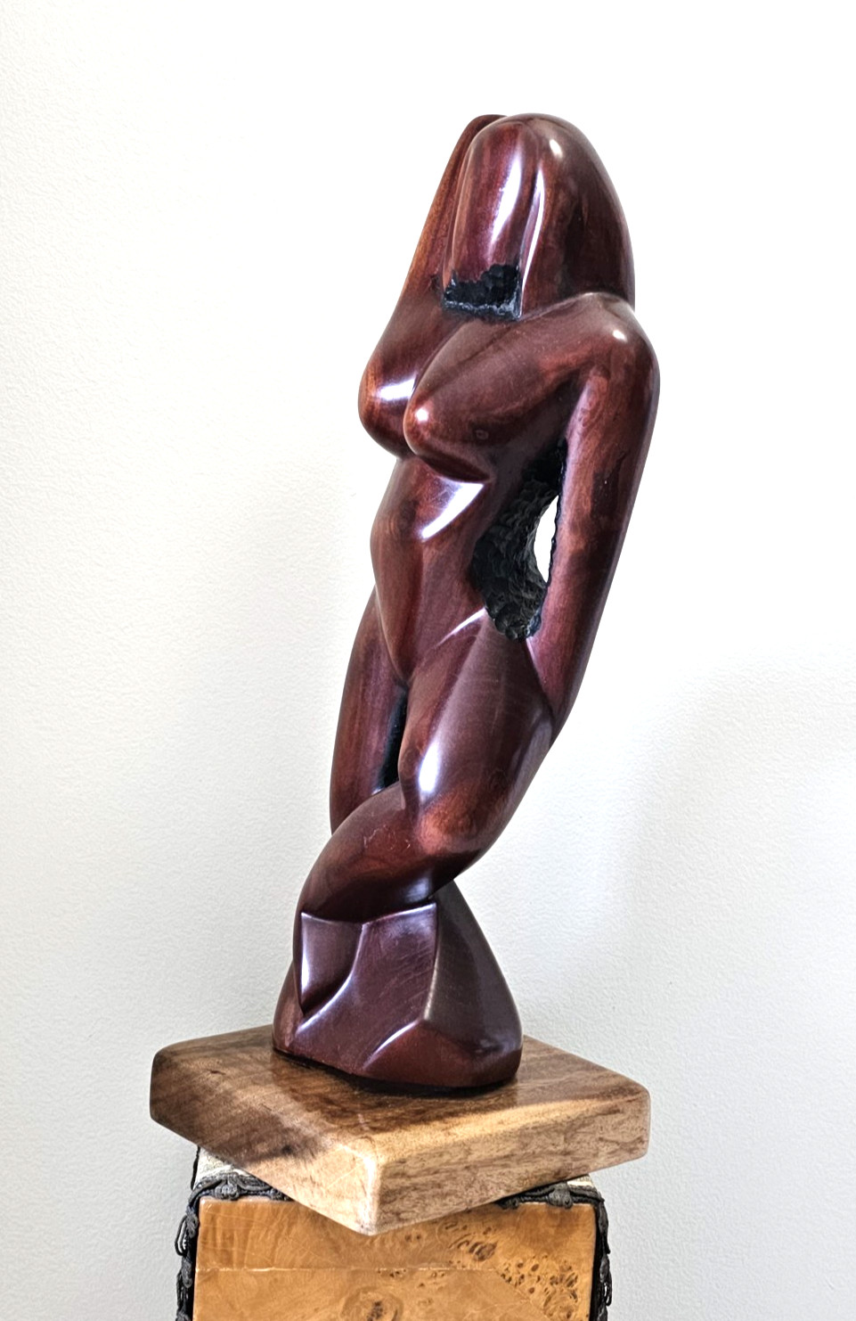 VTG 80’s Hand Carved Large 22″ Wood Sculpture Nude Woman Bohemian Venezuelan Art