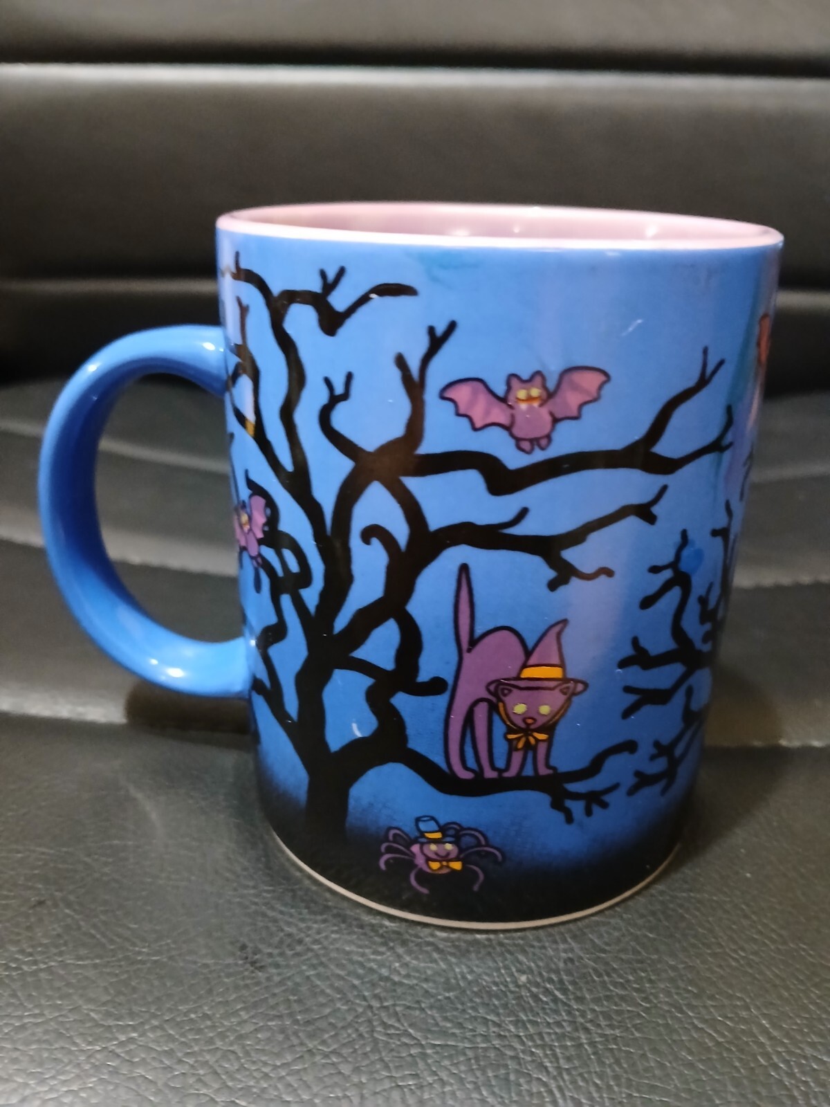 Avon Halloween Coffee Mug 8oz Purple Haunted House Witch Bats Vintage Nice