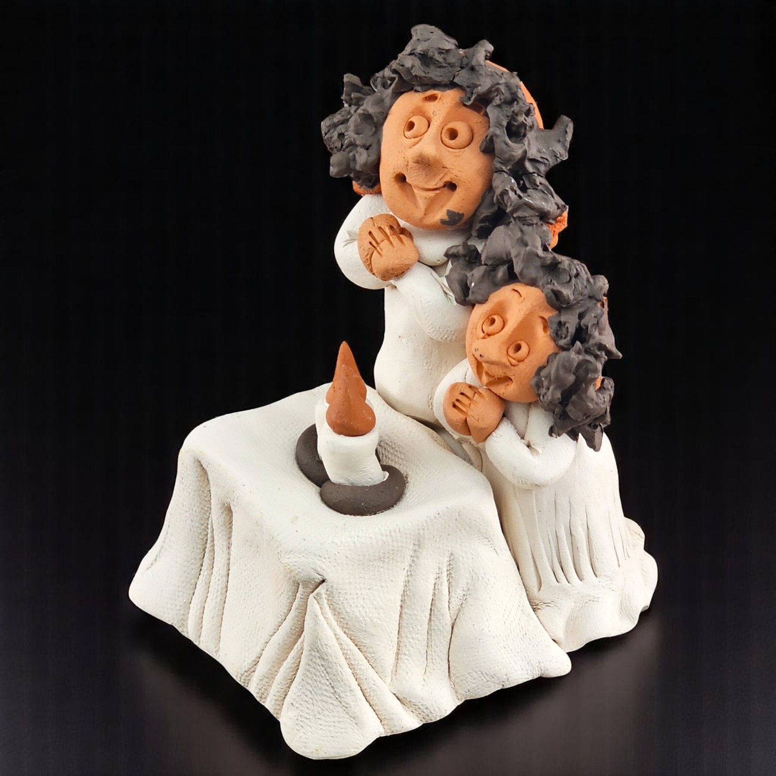 VTG Jewish Mother Child Praying Figure Woman Daughter Clay Artist Denis Filtser