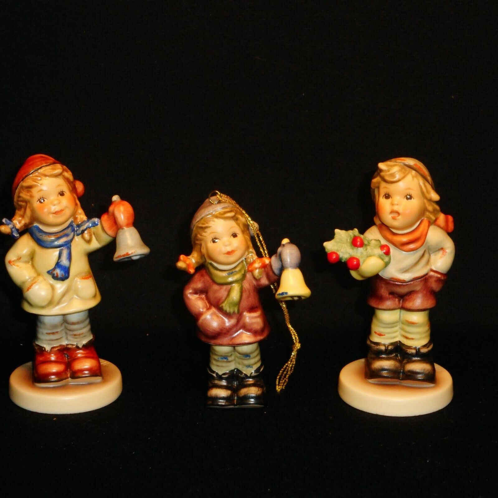 HUMMEL FIGURES 2073/A RING IN THE SEASON & 2073/B CHRISTMAS CAROL & 2073/A/O ORN