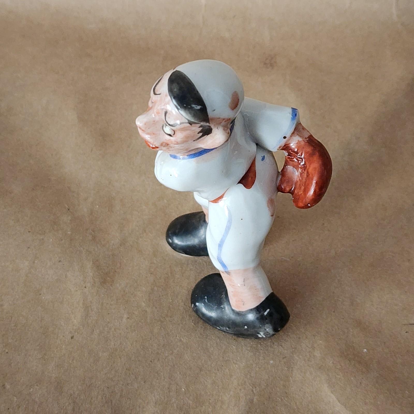 Vntg 40s-50s Lefty Baseball Player Figurine Ceramic Porcelain Hand Painted Japan