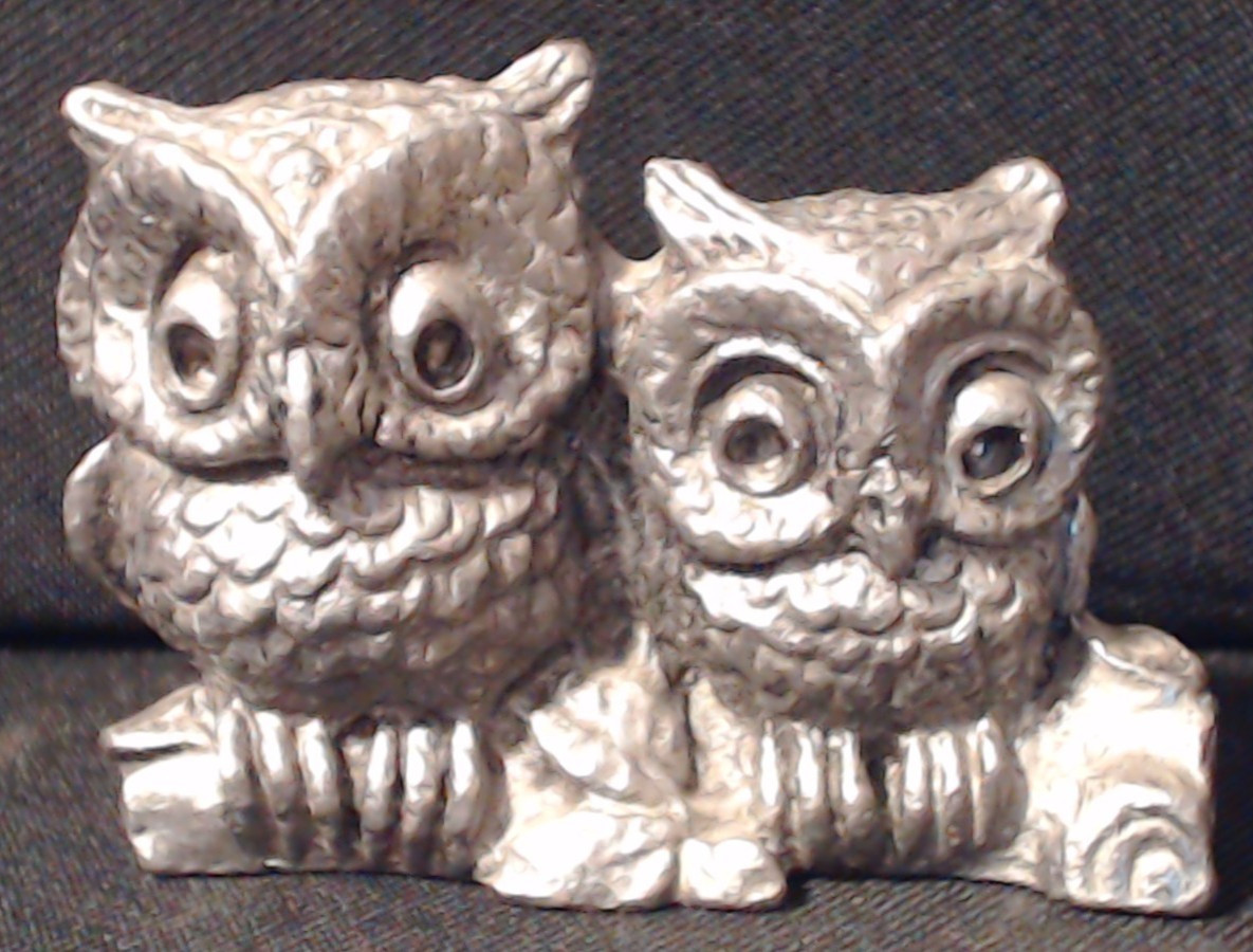 Vtg RB (Michael Ricker) Pewter Lead Owl Figurine Mini Small 1 3/4″ tall 14 oz