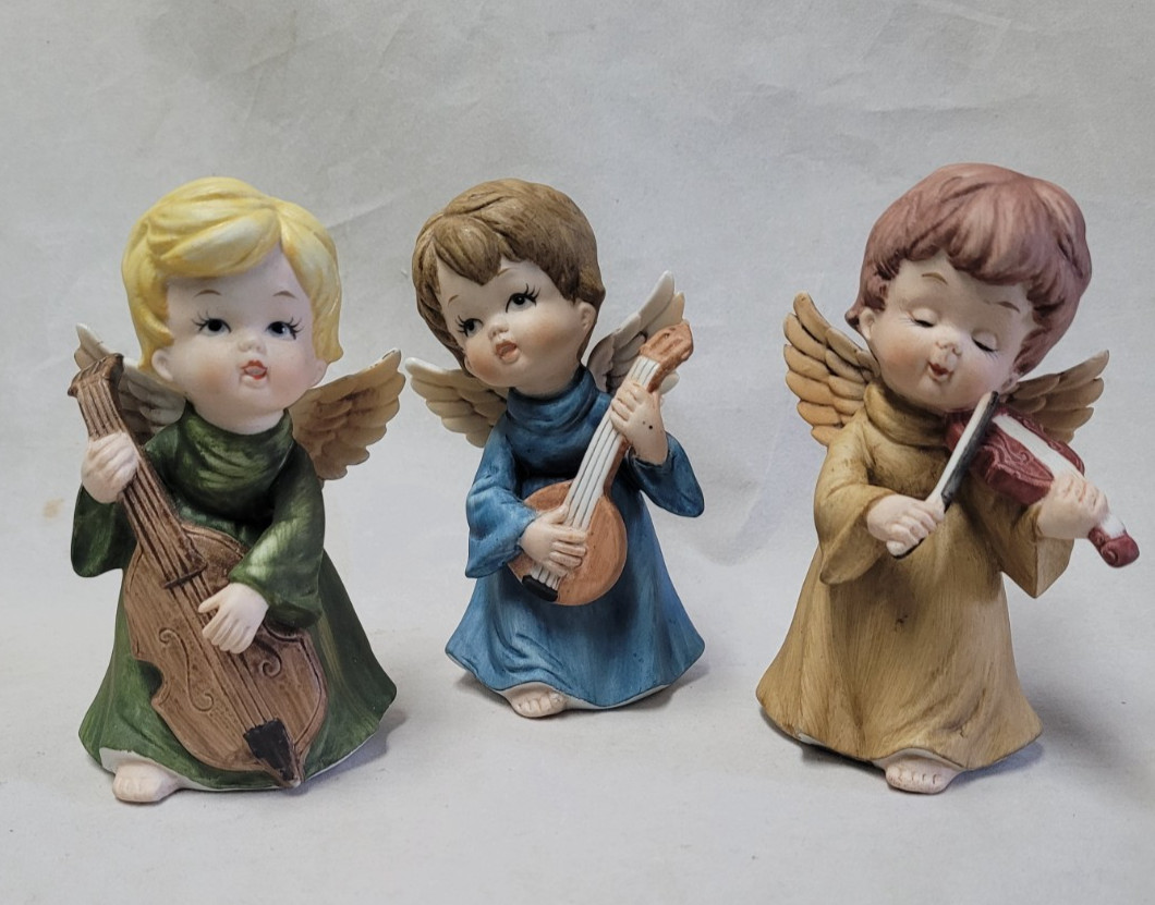 Vintage Creative Arts Porcelain Angel Orchestra Trio – Violin, Cello, Mandolin