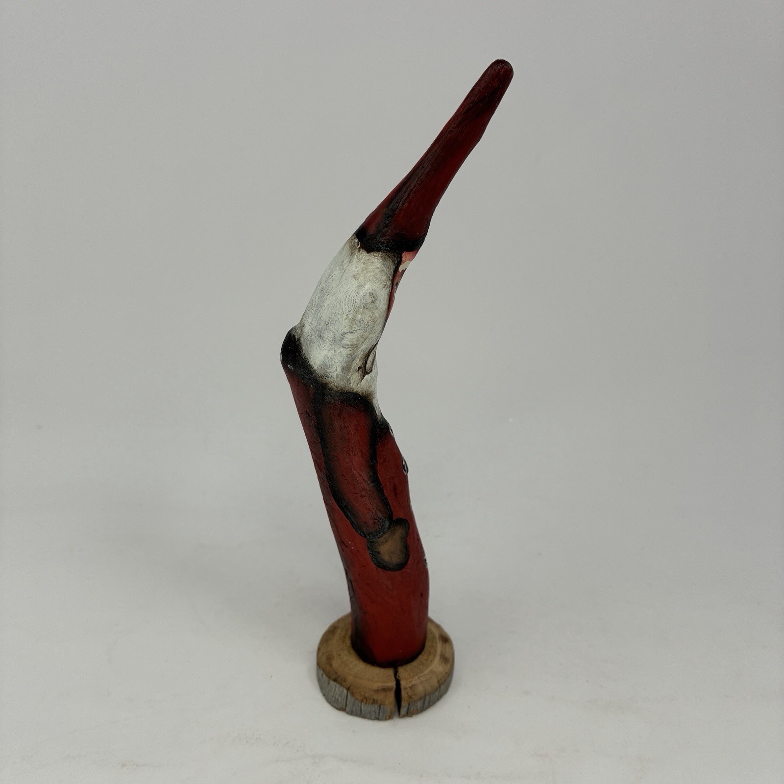 VTG Hand Carved Wood Santa Claus Figurine Signed 8.5” Tall Tree Branch Skinny