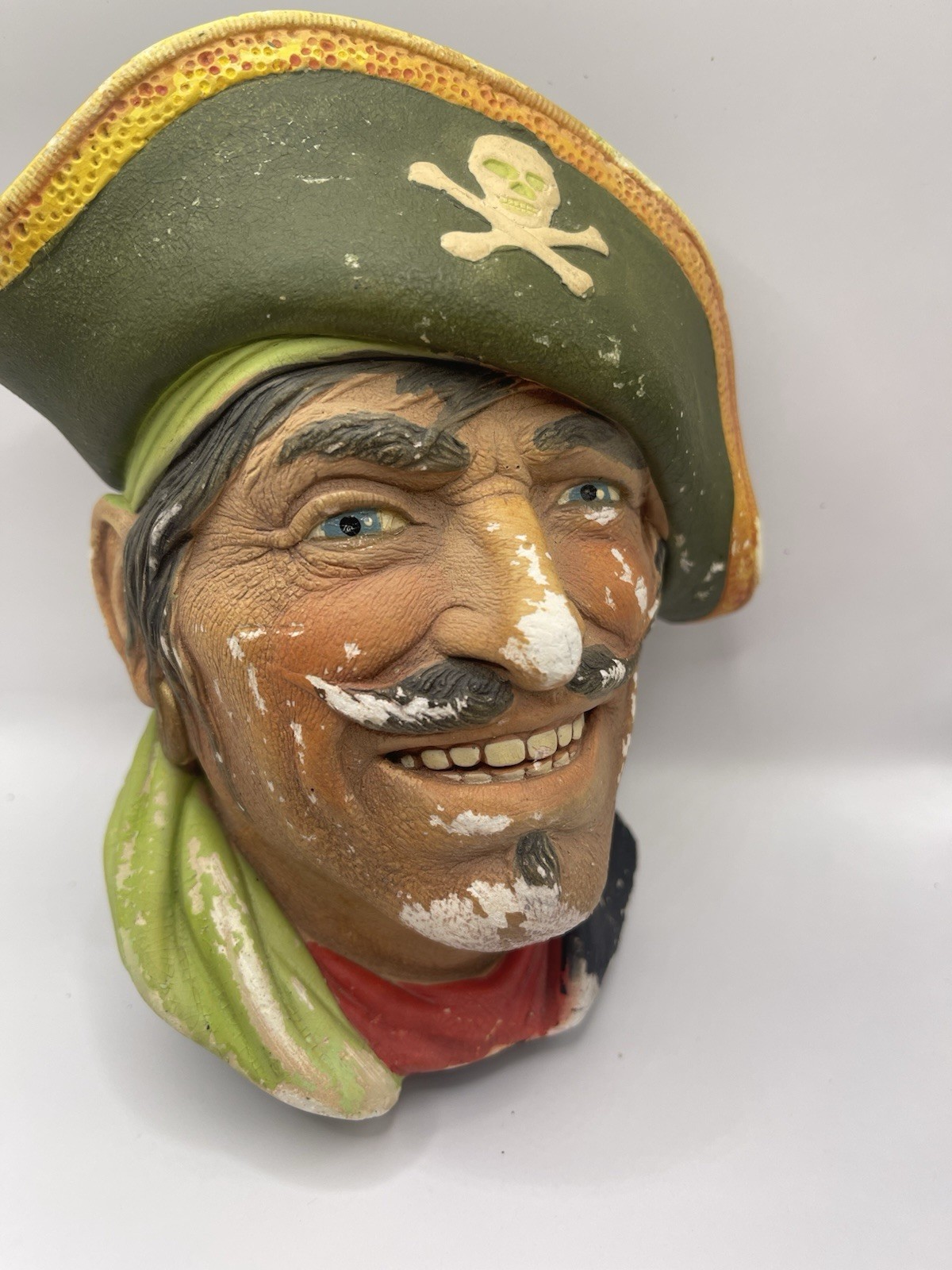Signed Legend CAVALIER Hand Painted Vintage 1985 Chalkware 3D Head Captain Hook