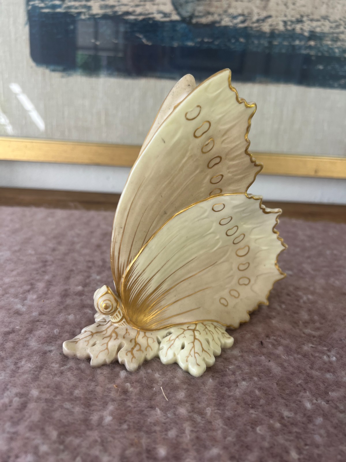 Antique Grainger Royal China Works Pierced Victorian Butterfly Handpainted 1890s