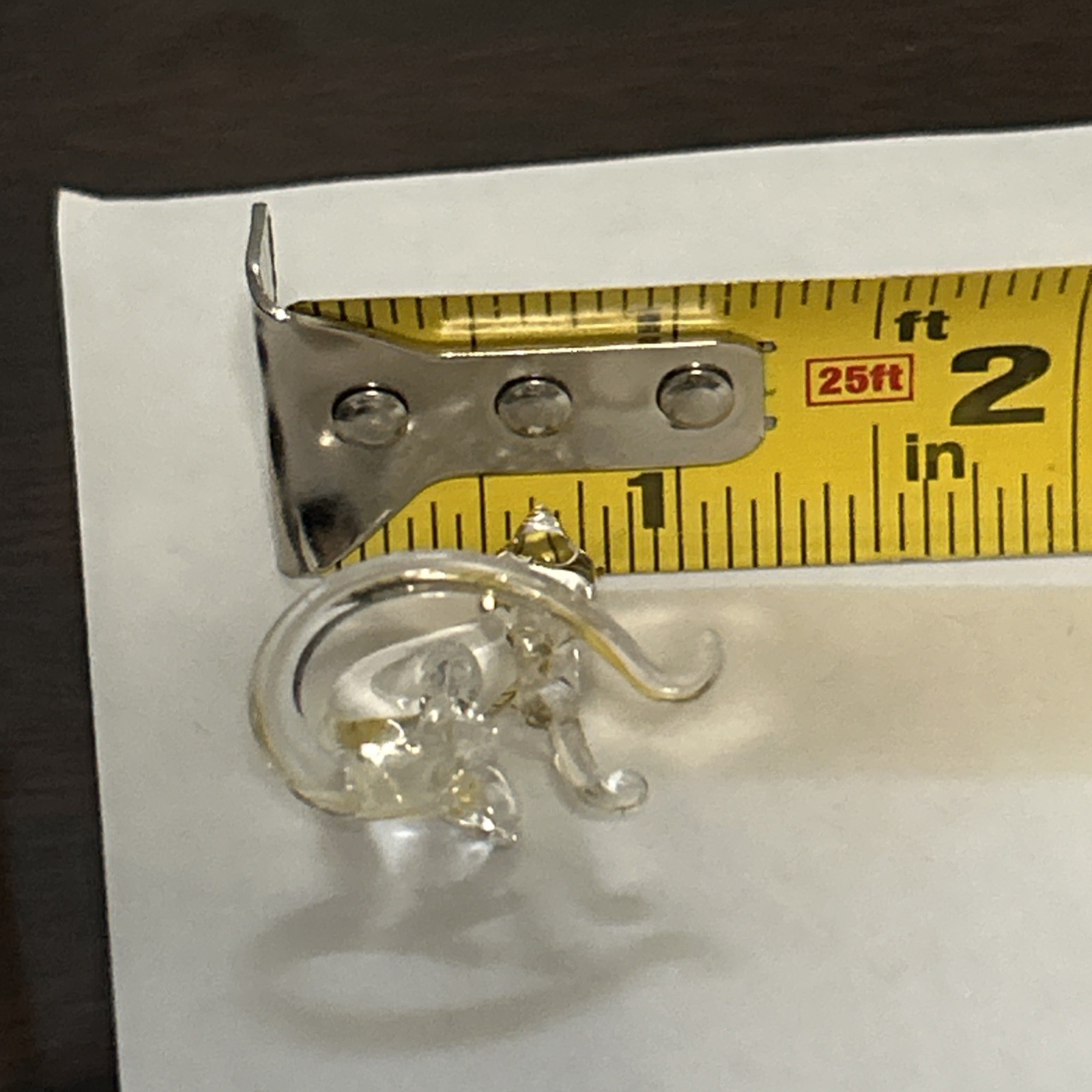 Mini Clear Glass Cat Figurine Gold Ears Feline Figure Pet Animal 1 1/4” high