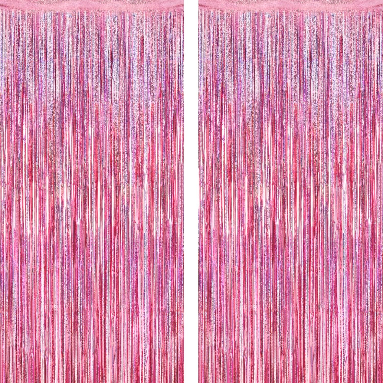 2 Pack Glitter Pink Backdrop, 3.28 FT x 7.05 FT Birthday Party Decorations, Lase