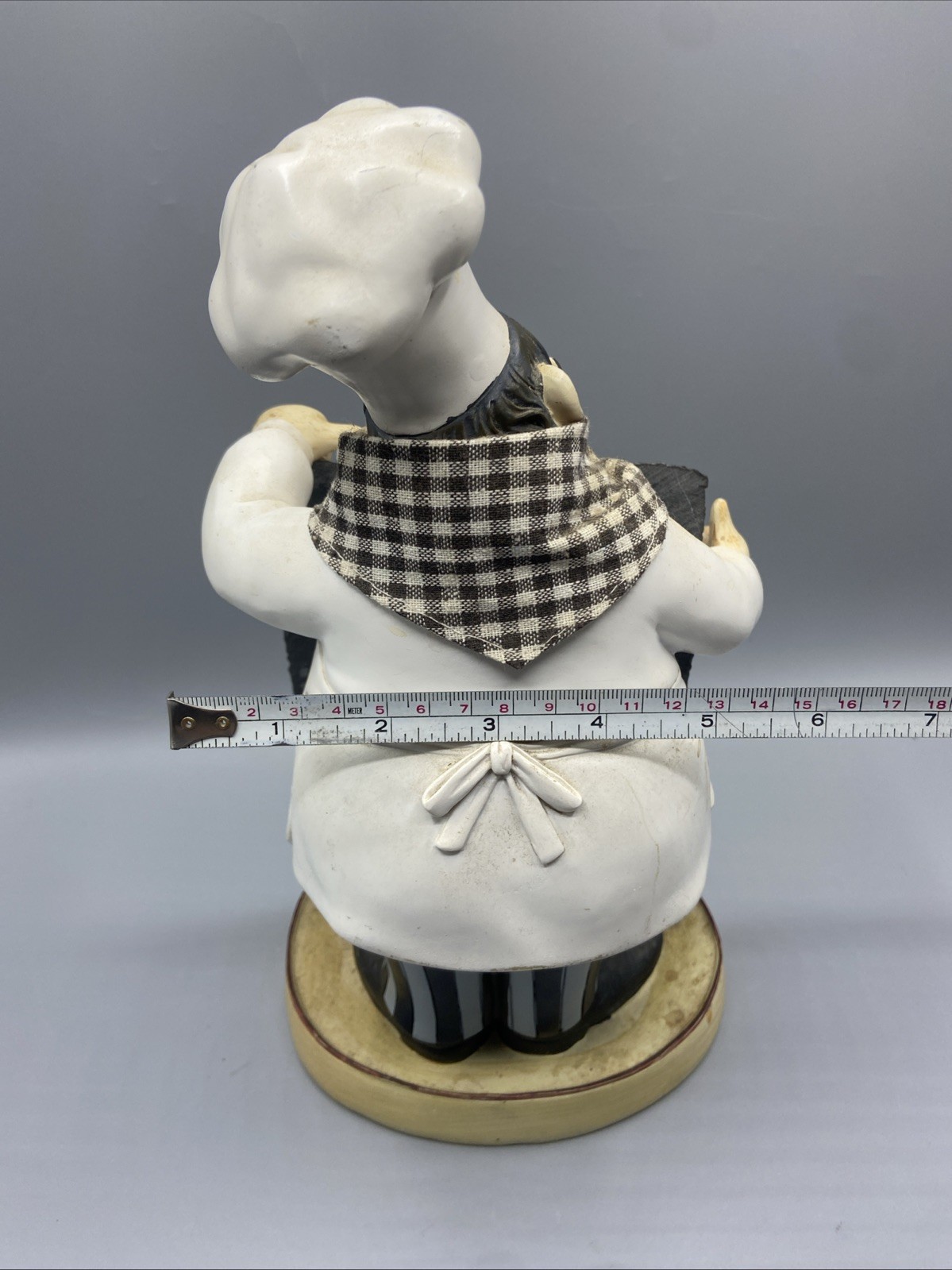 Vintage Fat French Statue 13” Slate Chalk Board Chef Cooking Bon Appetite Figure