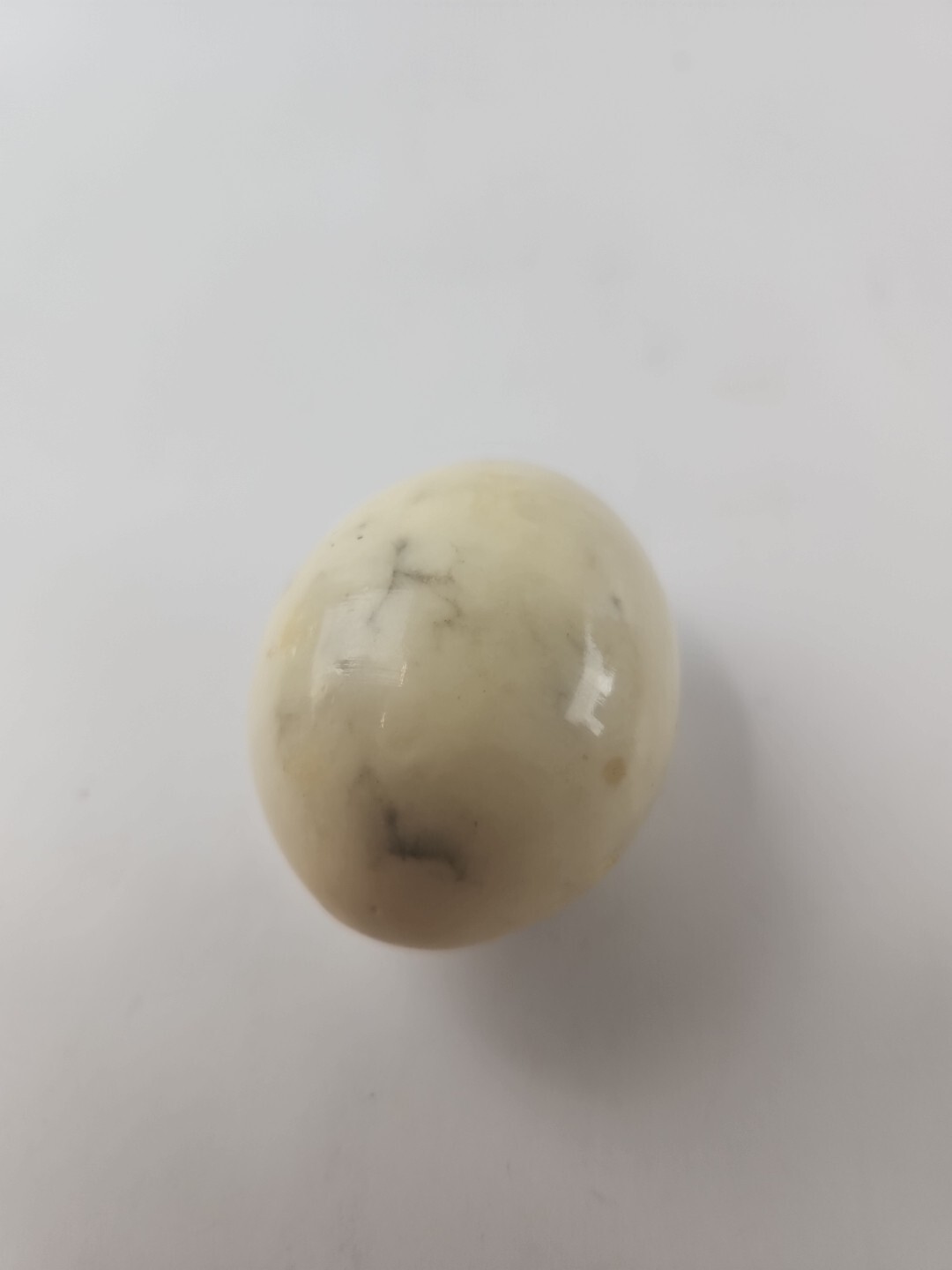 Genuine Alabaster Yell Porcelain Egg 2.5″ Tall Hand Carved, Stand Not Included.