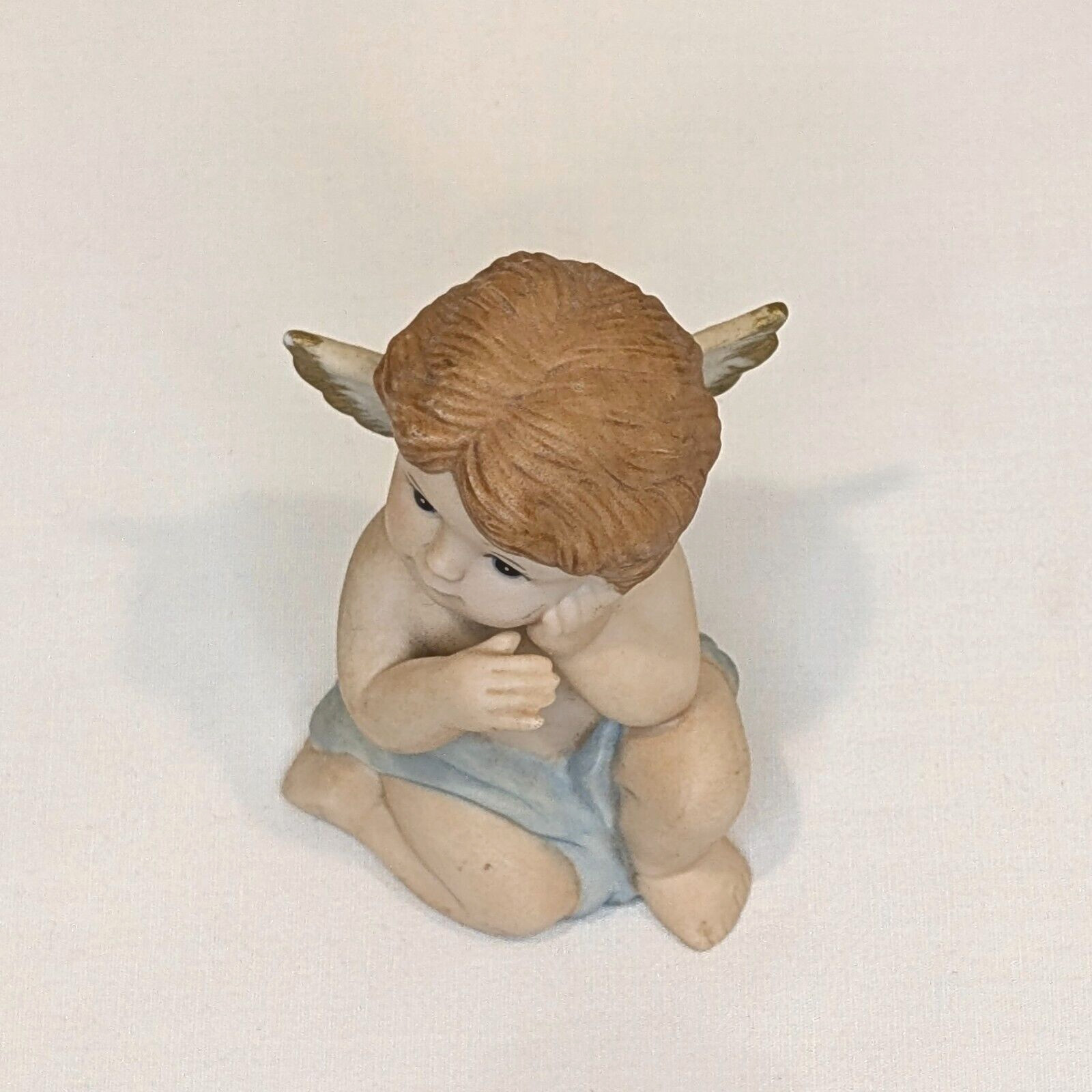 Vintage Heavenly Cherubs Angel Figurine 3″ Bisque Porcelain #1430 Sri Lanka