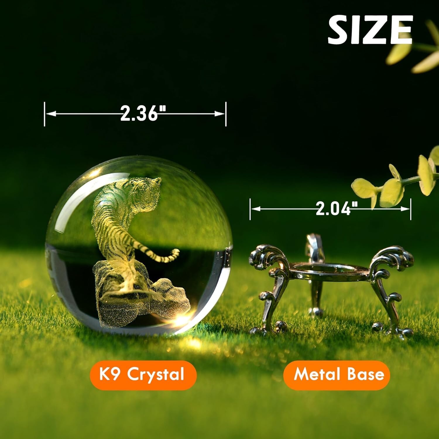 IFOLAINA 3D Tiger Crystal Ball Tiger Figurines in Ball 2.36″D x 2.36″W x 3.54″H