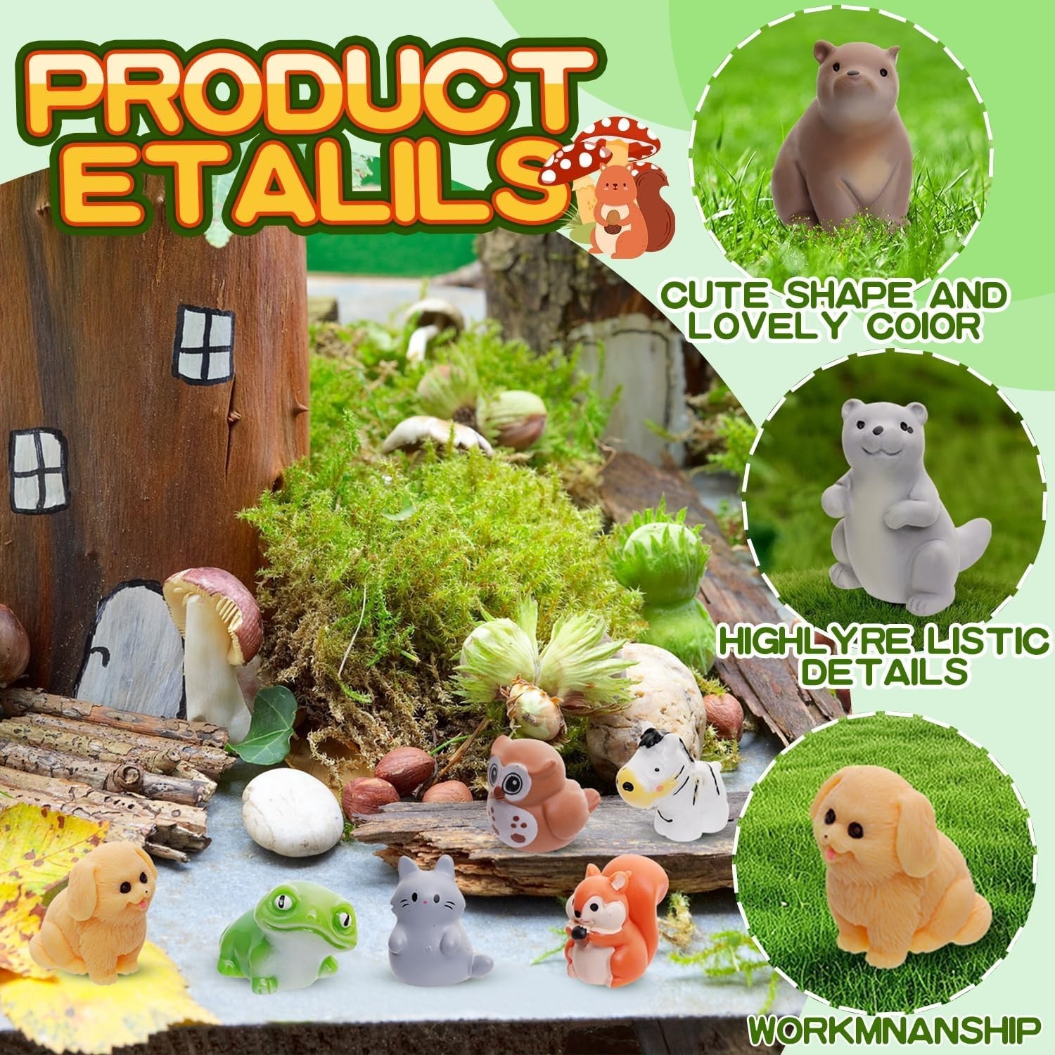 Mini Resin Animals 80 Styles for Garden Miniatures