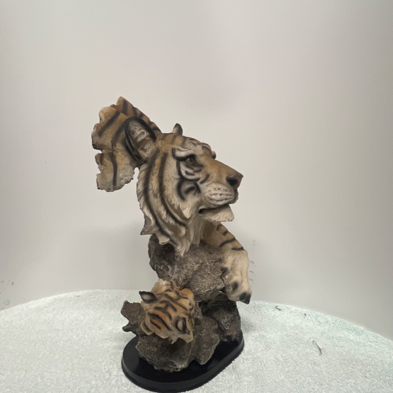 Tiger Resin Figurine Brown White Black Matte Wild Animal Sculpture for Any Room