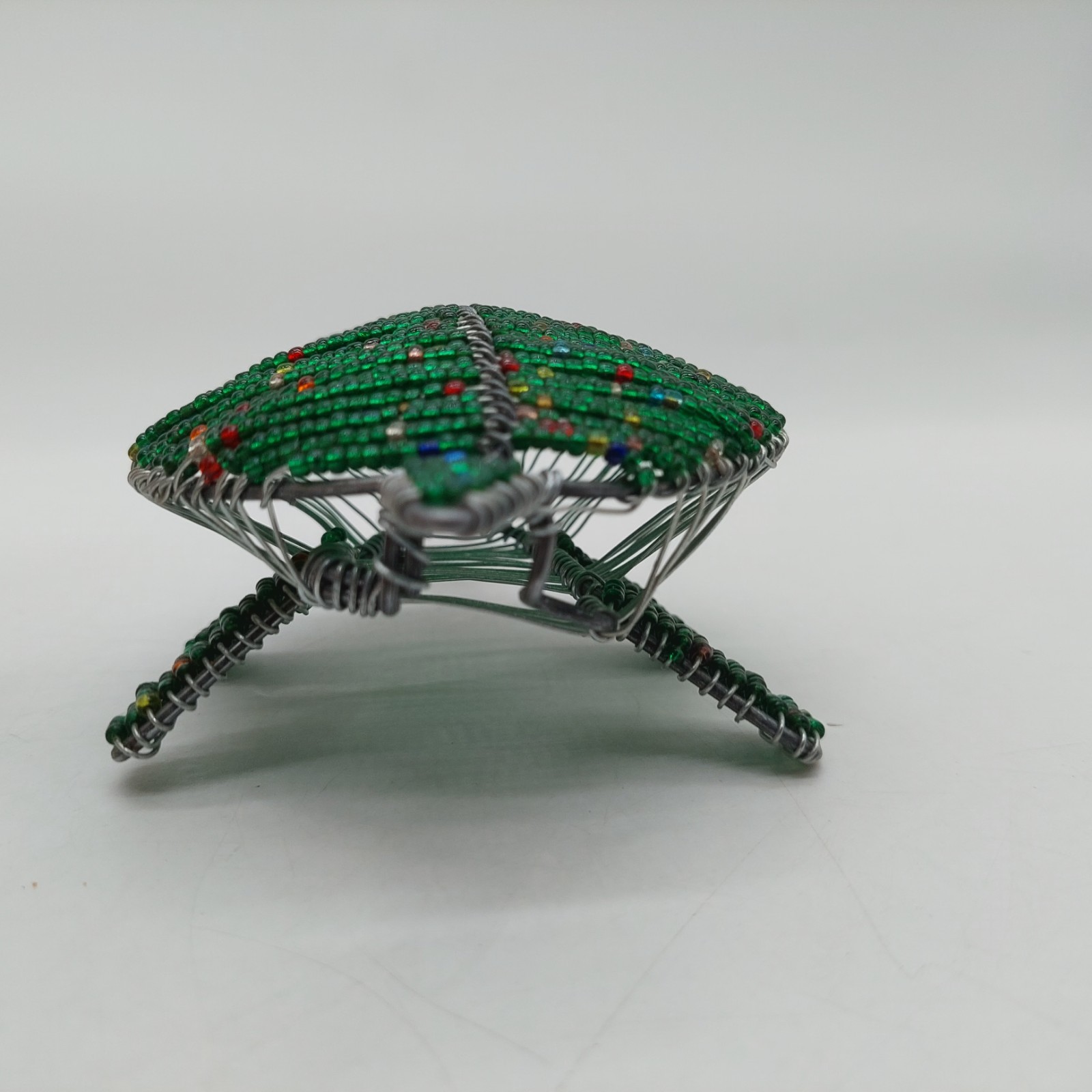 Sea Turtle Galvanized Wire and Beaded Green Turtle Decor Figurine