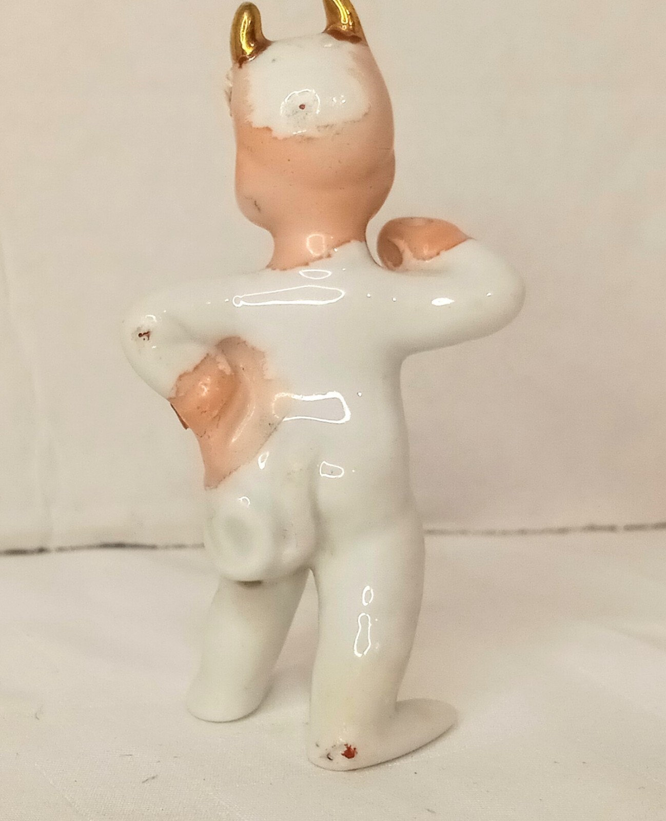Lefton Vintage Lil Devil Standing Winking Spaghetti Hair 1950’s NO Pitchfork