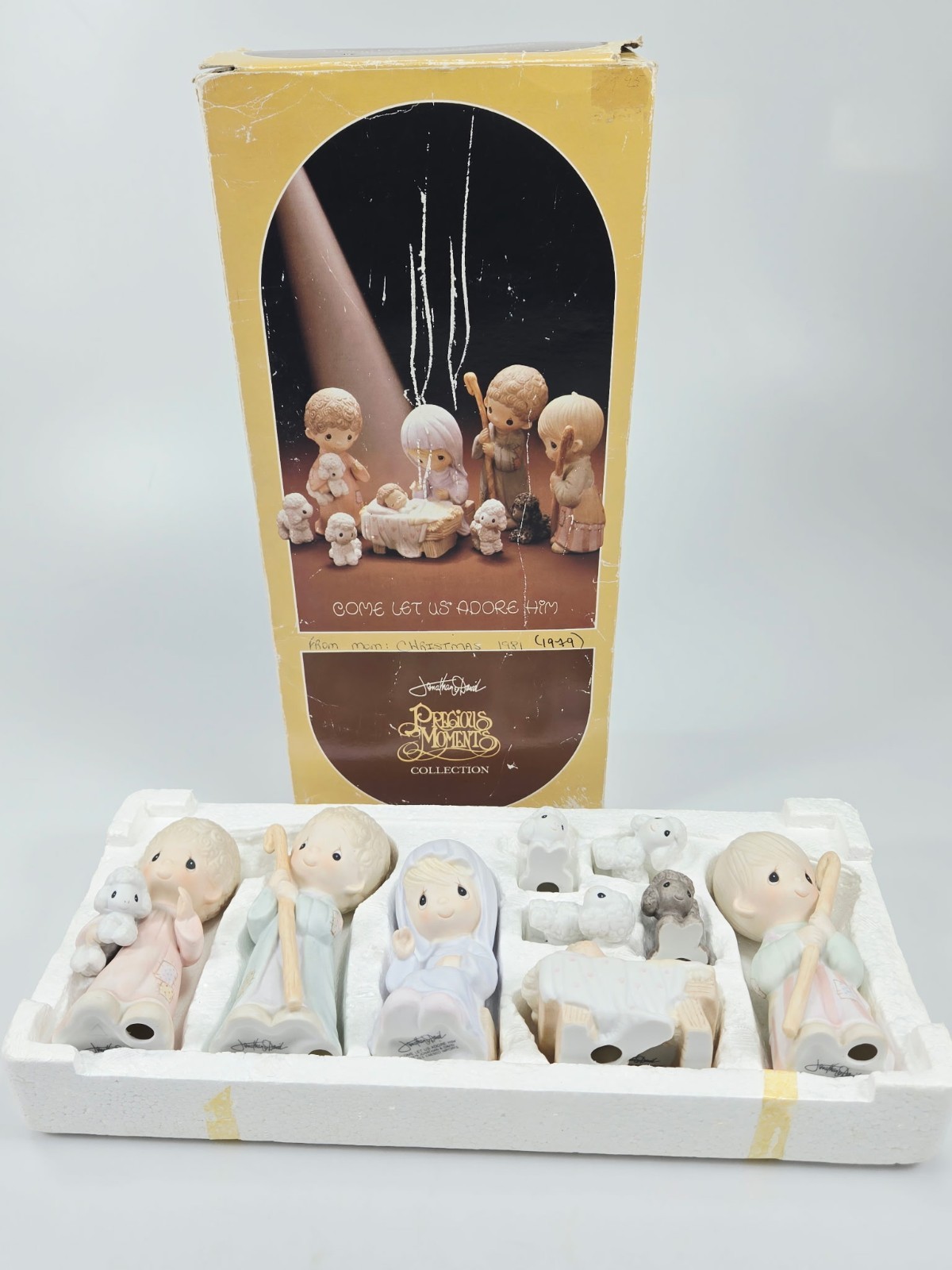 Precious Moments Nativity Set Christmas 1979 in Box Come Let Us Adore Him E-2800