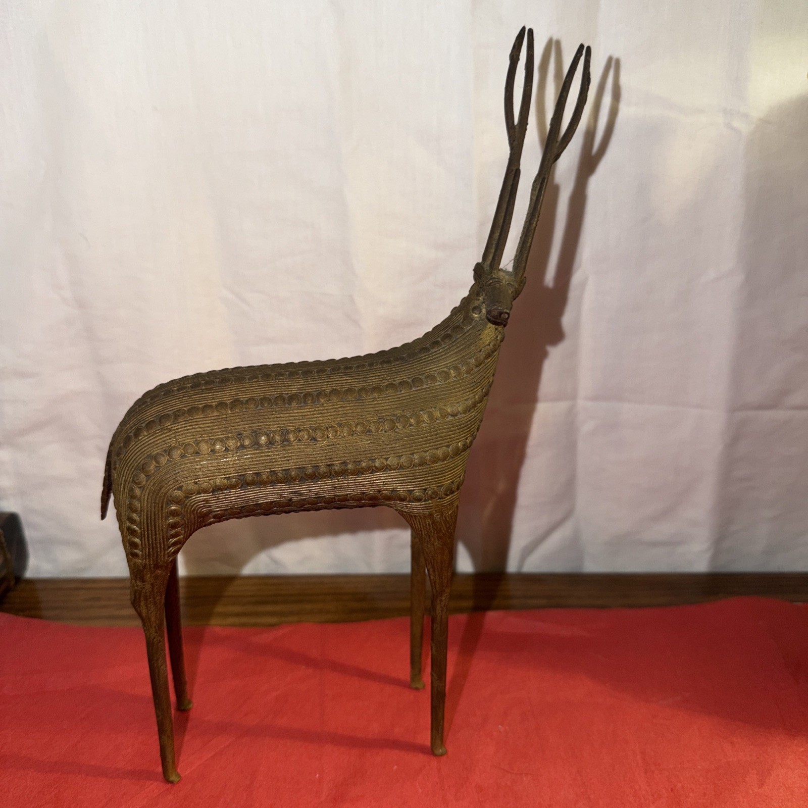 Vintage Brass Dhorka Figurine Deer Antelope Sculpture India African Tribe Animal