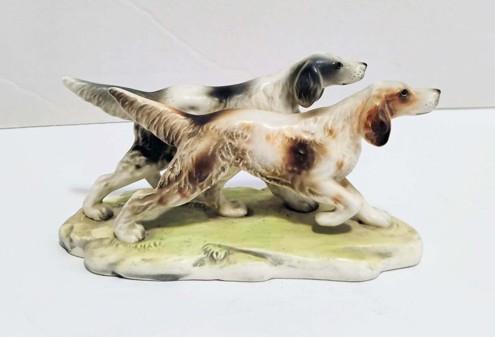 Vintage Porcelain Figurine Hunting Dogs Springer Spaniels Hand Painted