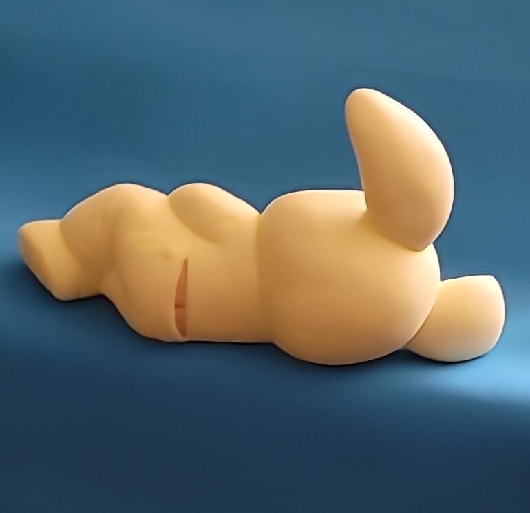 Vintage Retro Slepping Baby Child in EASTER BUNNY RABBIT Ceramic Figurine 8″
