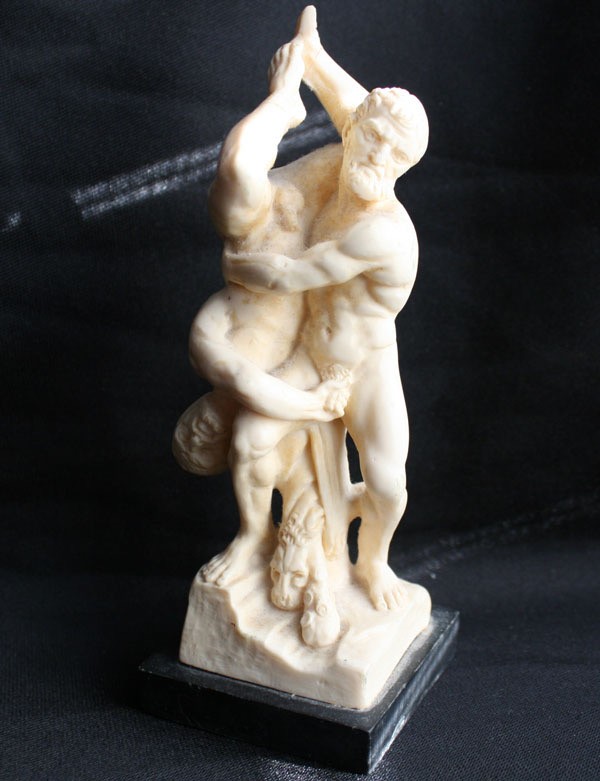 Vintage SANTINI Hercules & Diomedes Sculpture on Marble Italy 